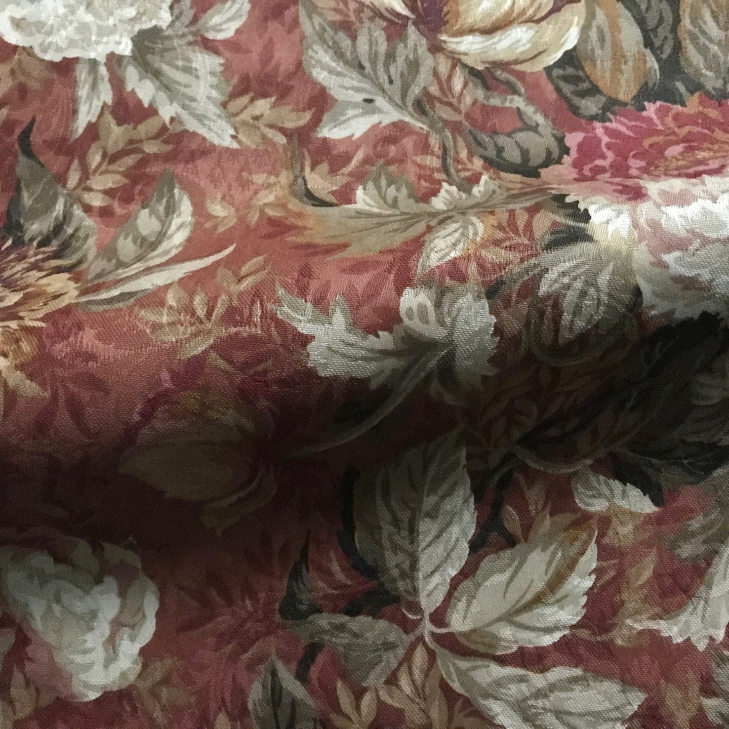 Burgundy Contemporary Floral Printed Cotton Upholstery Fabric 54"