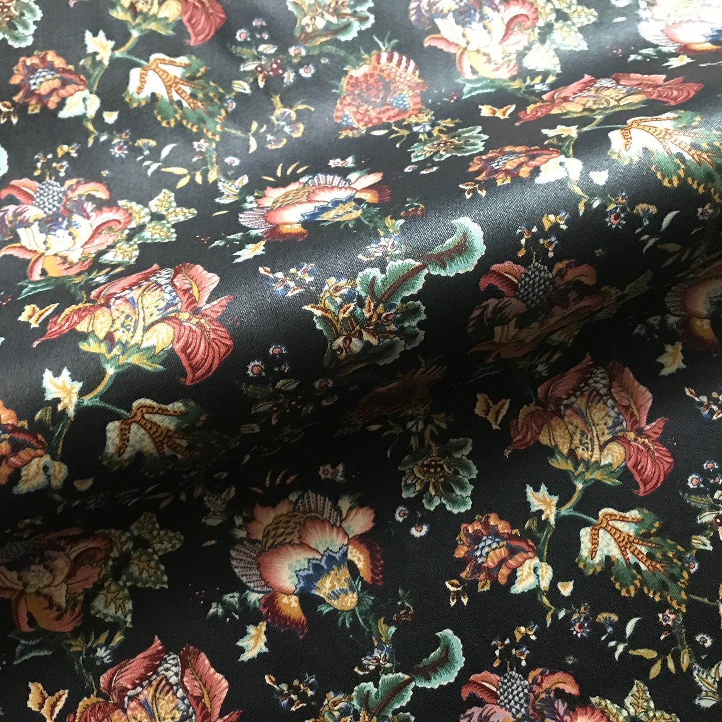 Black Contemporary Floral Printed Upholstery Fabric 54"