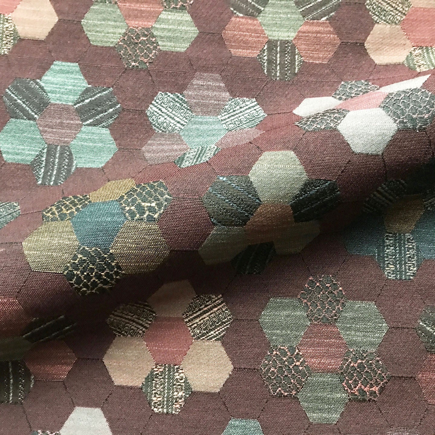 Multicolor Rustic Honeycomb Patchwork Upholstery Fabric 52"