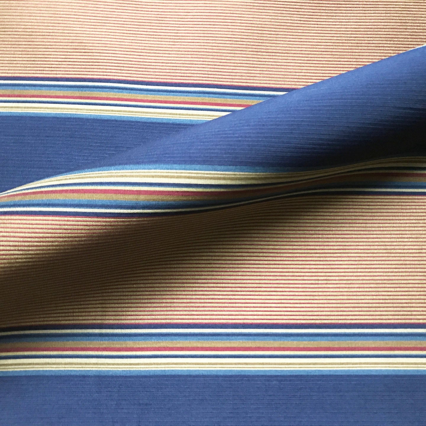 Navy Blue Nautical Stripe Woven Upholstery Fabric 54"