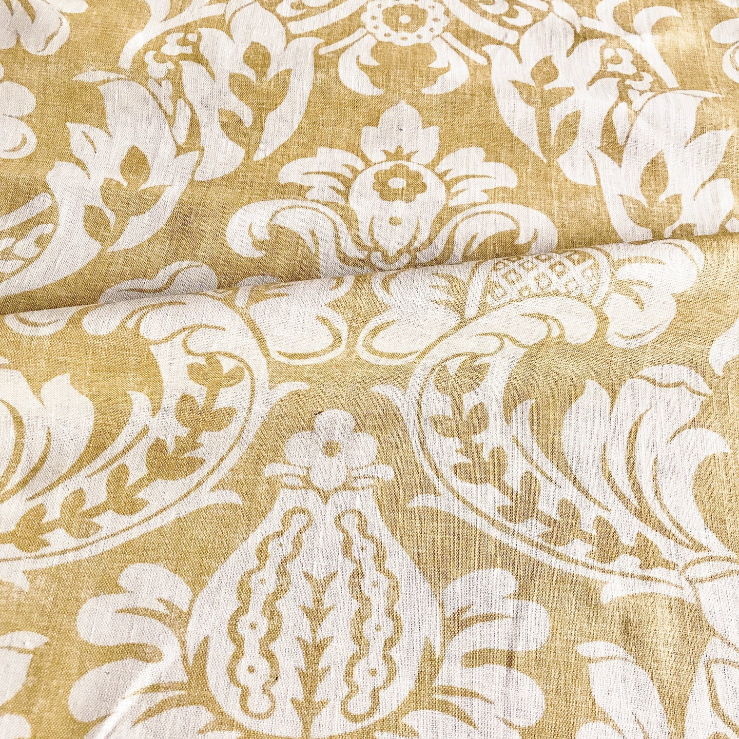 Churchill Straw Damask Print Fabric