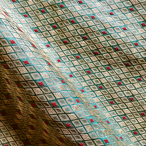 Green Gold Red Geometric Diamond Upholstery Fabric 54"