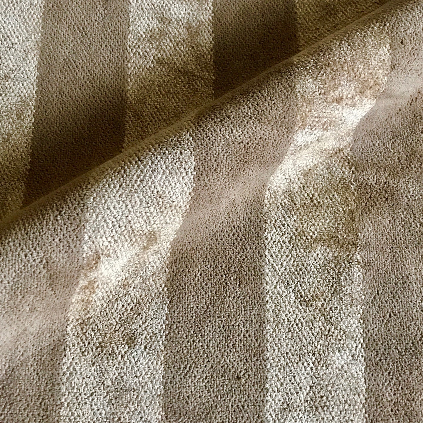 Brown Beige Velvet Stripe Upholstery Fabric
