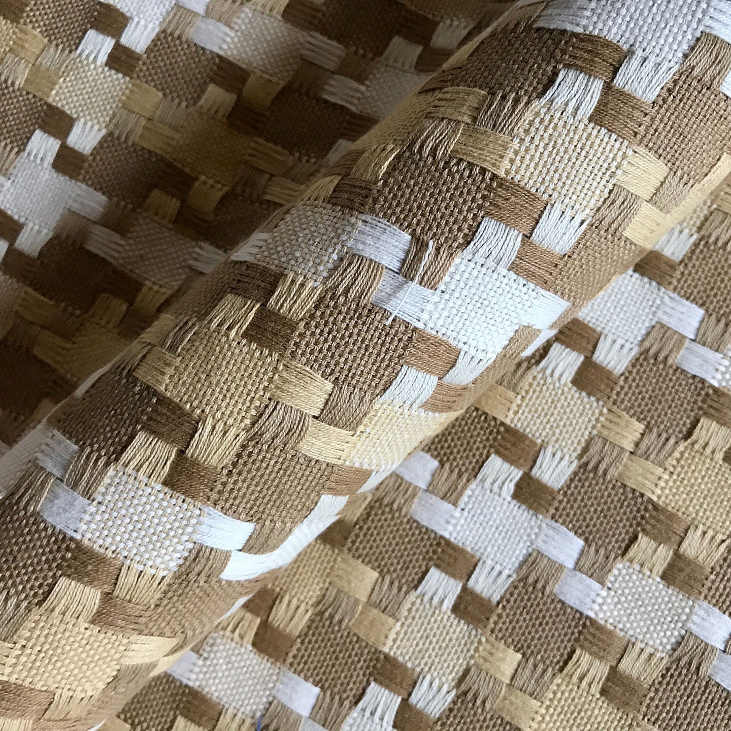 Beige Woven Damask Upholstery Fabric 54"