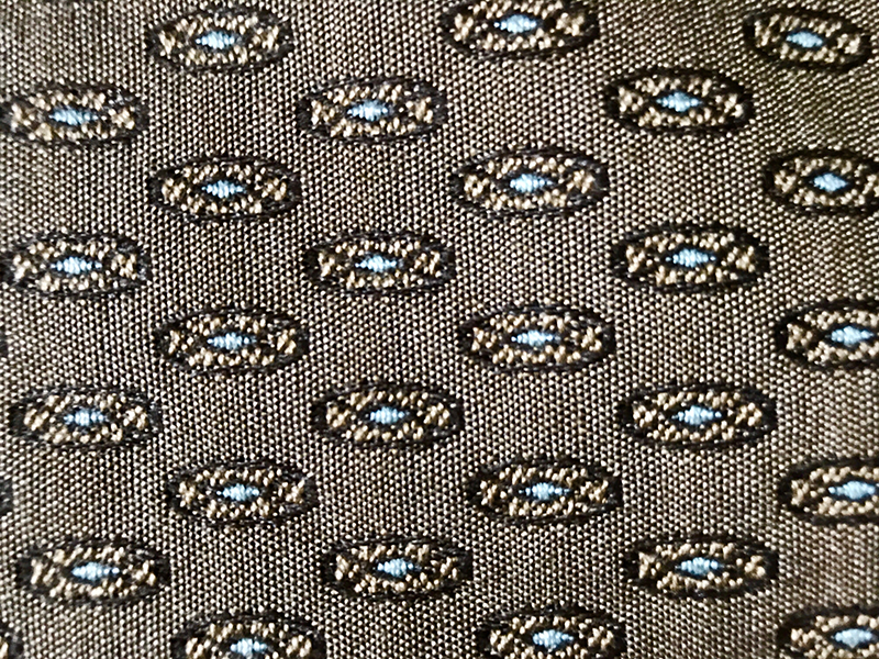 Brown with Light Blue Oval Geometric Upholstery Fabric