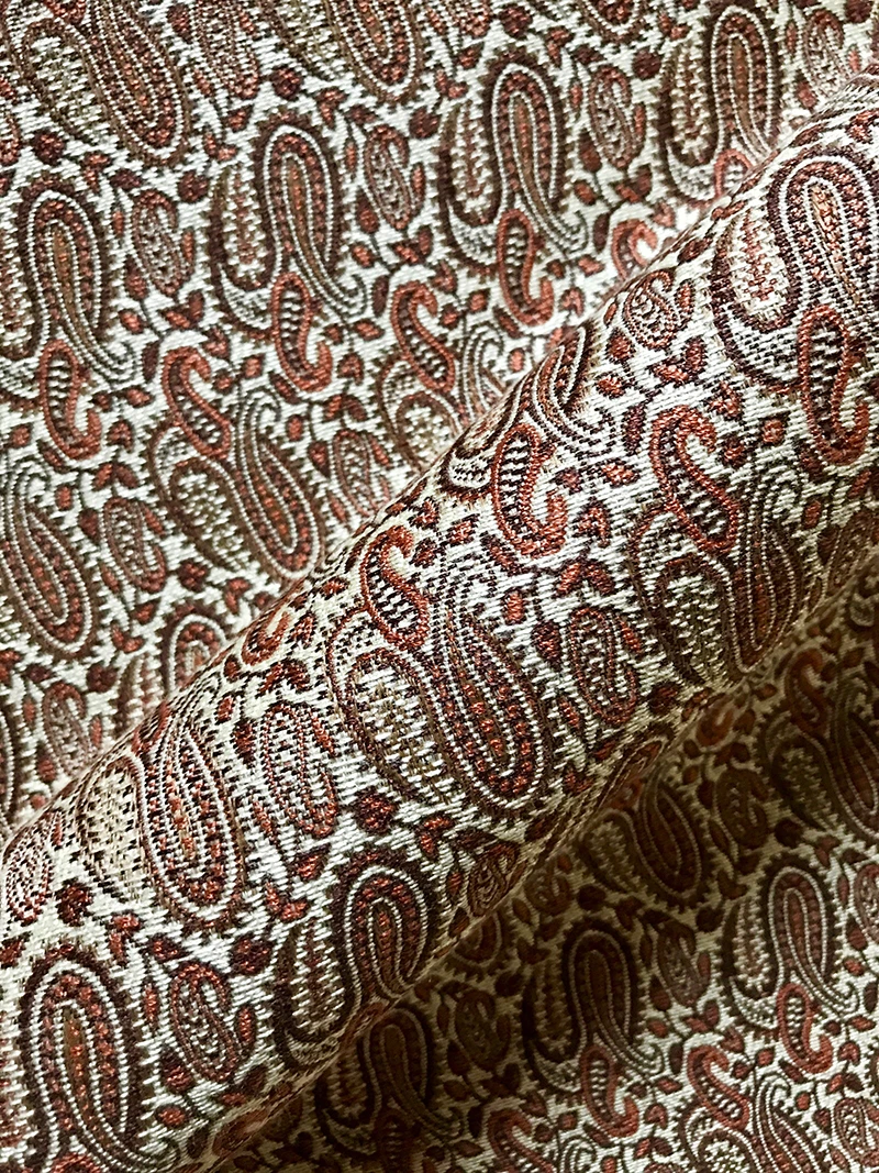 Burnt Orange Miniature Paisley Upholstery Fabric 54"