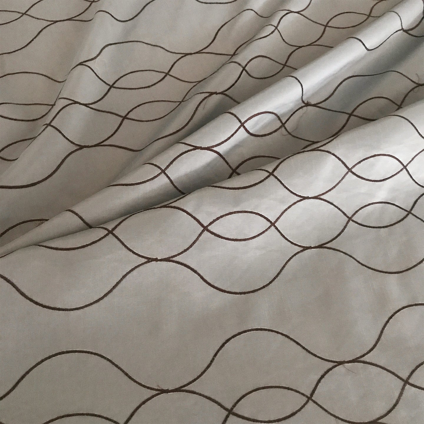 Metallic Silk Jade Brown Velvet Geometric Fabric