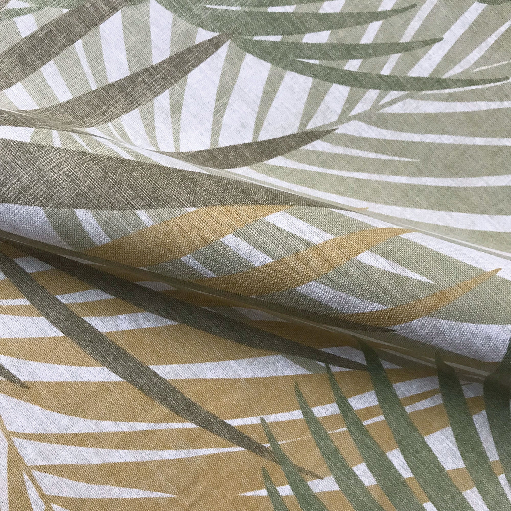 Moss Green Tropical Palm Leaf Canvas Upholstery Fabric 54"
