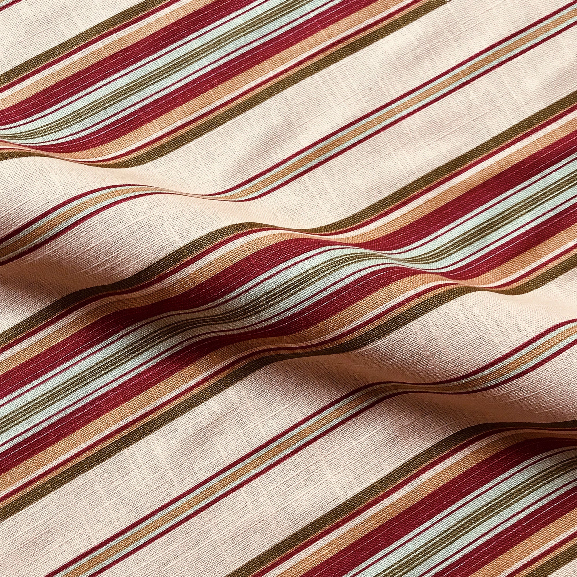 Red Farmhouse Stripe Linen Upholstery Fabric 54"