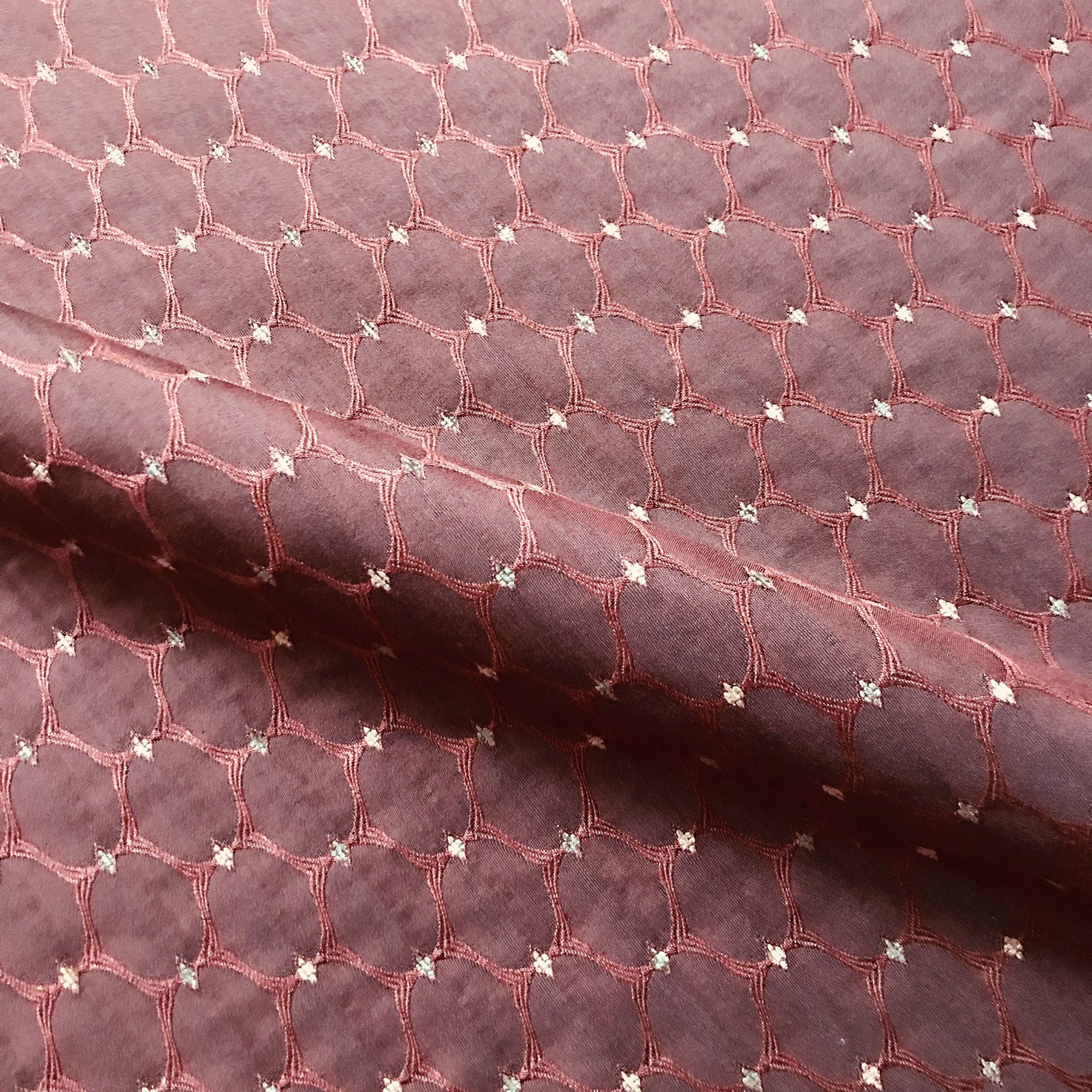 Maroon Traditional Geometric Woven Upholstery Fabric 54"