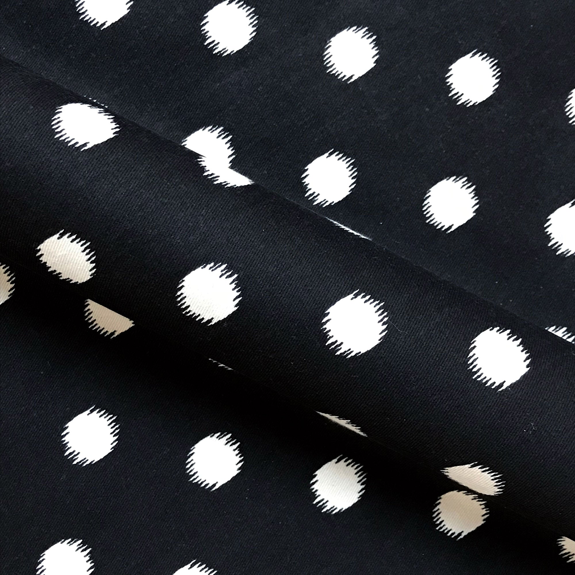 Black and White Chic Polka Dot Cotton Upholstery Fabric 54"