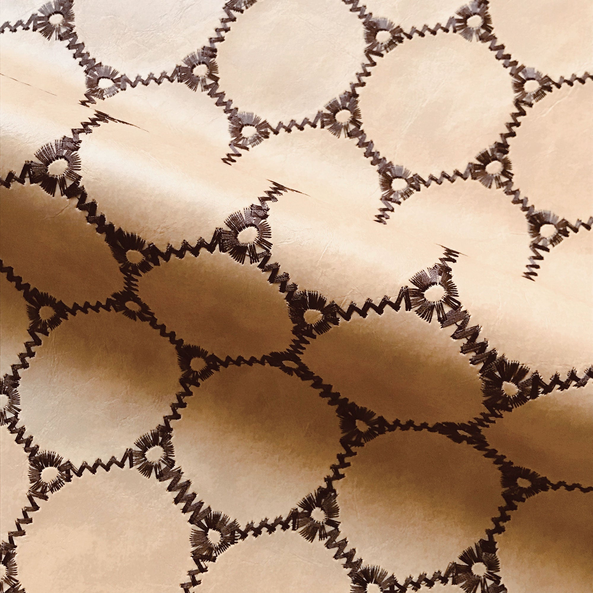 Tan Lodge Geometric Embroidered Upholstery Fabric 54"
