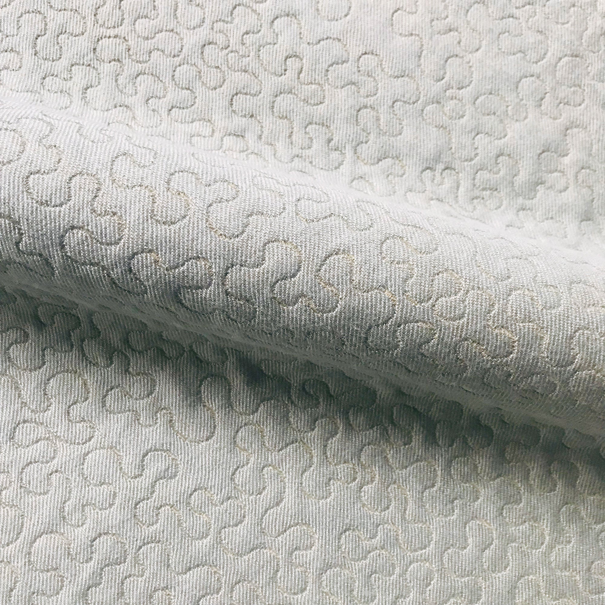 White Contemporary Textured Cotton Matelasse Upholstery Fabric 54"