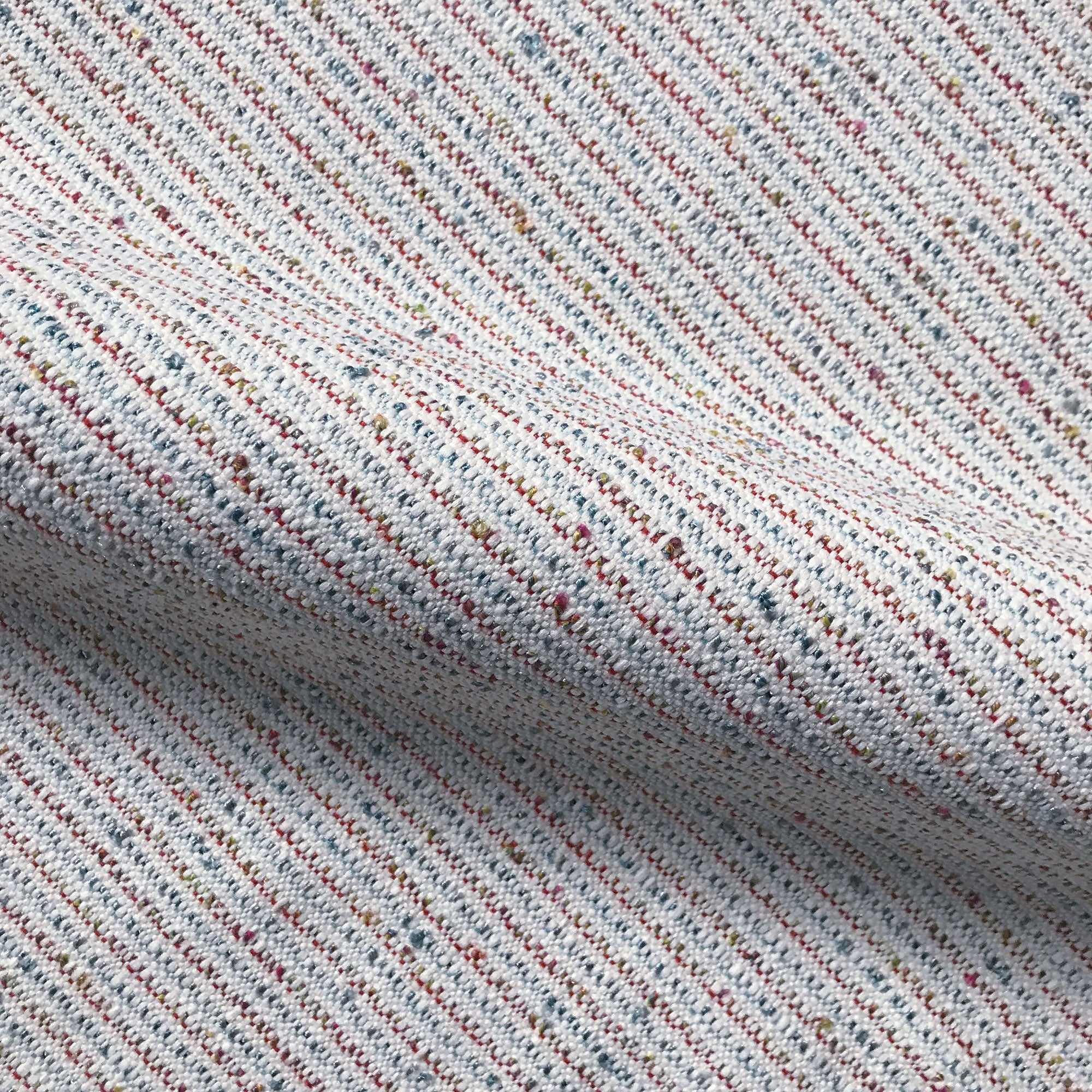 Red, White and Blue Rustic Pinstripe Woven Upholstery Fabric 54"