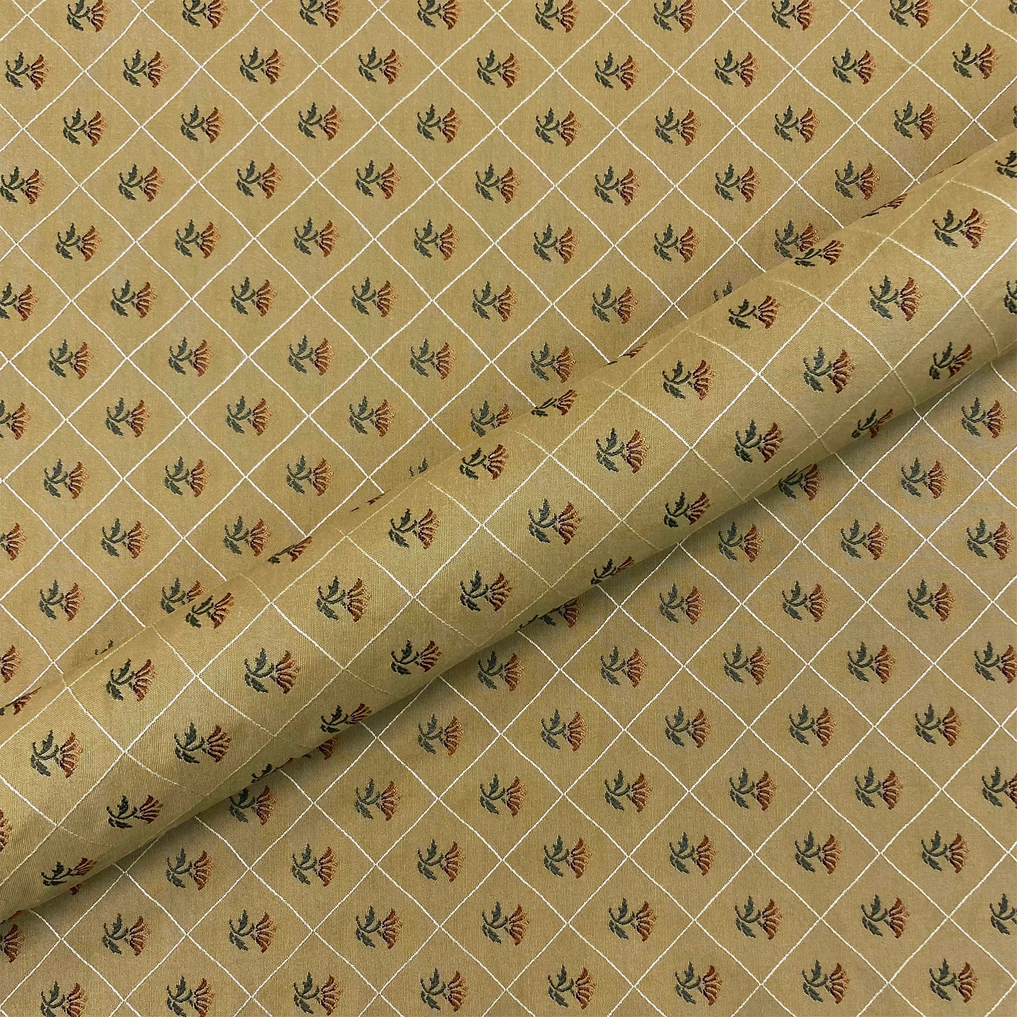 Umbria Biscuit Floral Embroidered Upholstery Fabric 54"