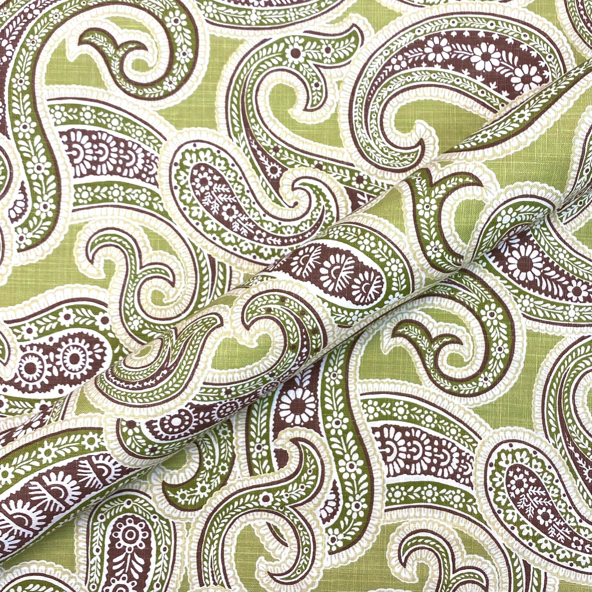 Pembroke Lime Contemporary Paisley Upholstery Fabric 54"