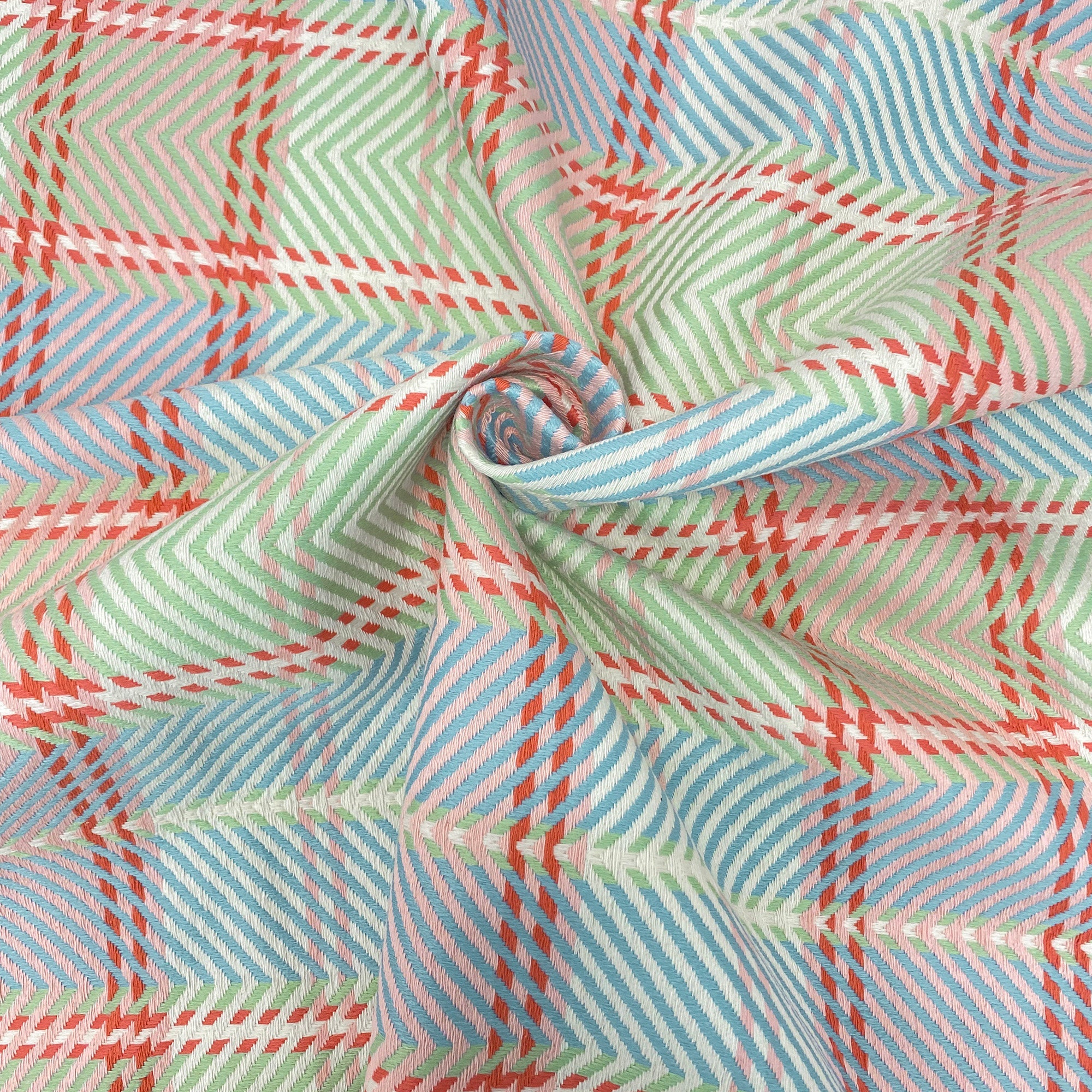 Green Pastel Plaid Cotton Upholstery Fabric 54"