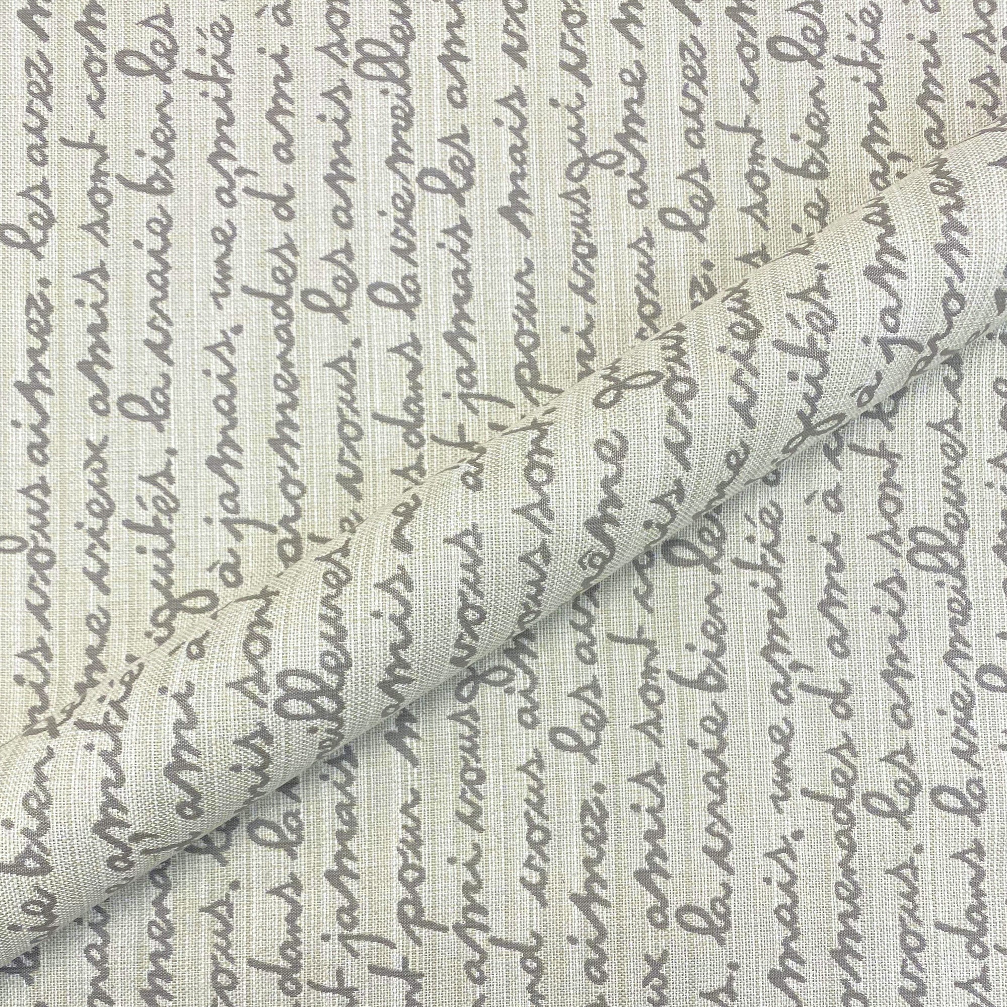 French Handwriting Letter Upholstery Fabric 54"