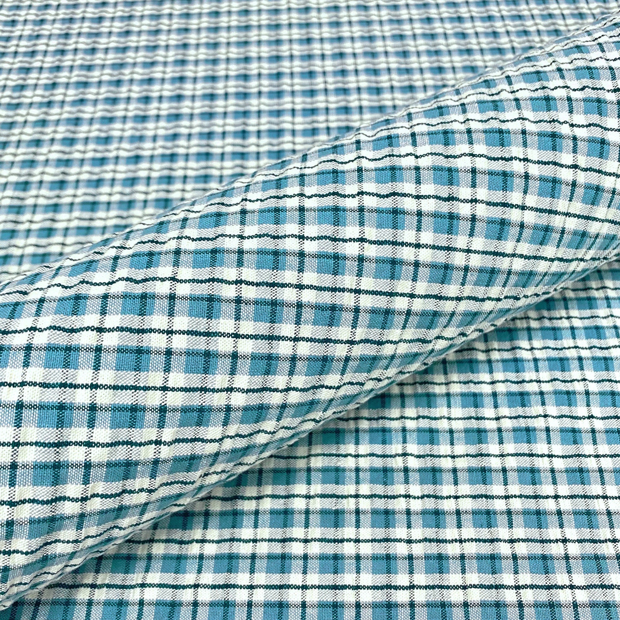 Crawford Blue 100% Cotton Poppy Plaid Upholstery Fabric 55"