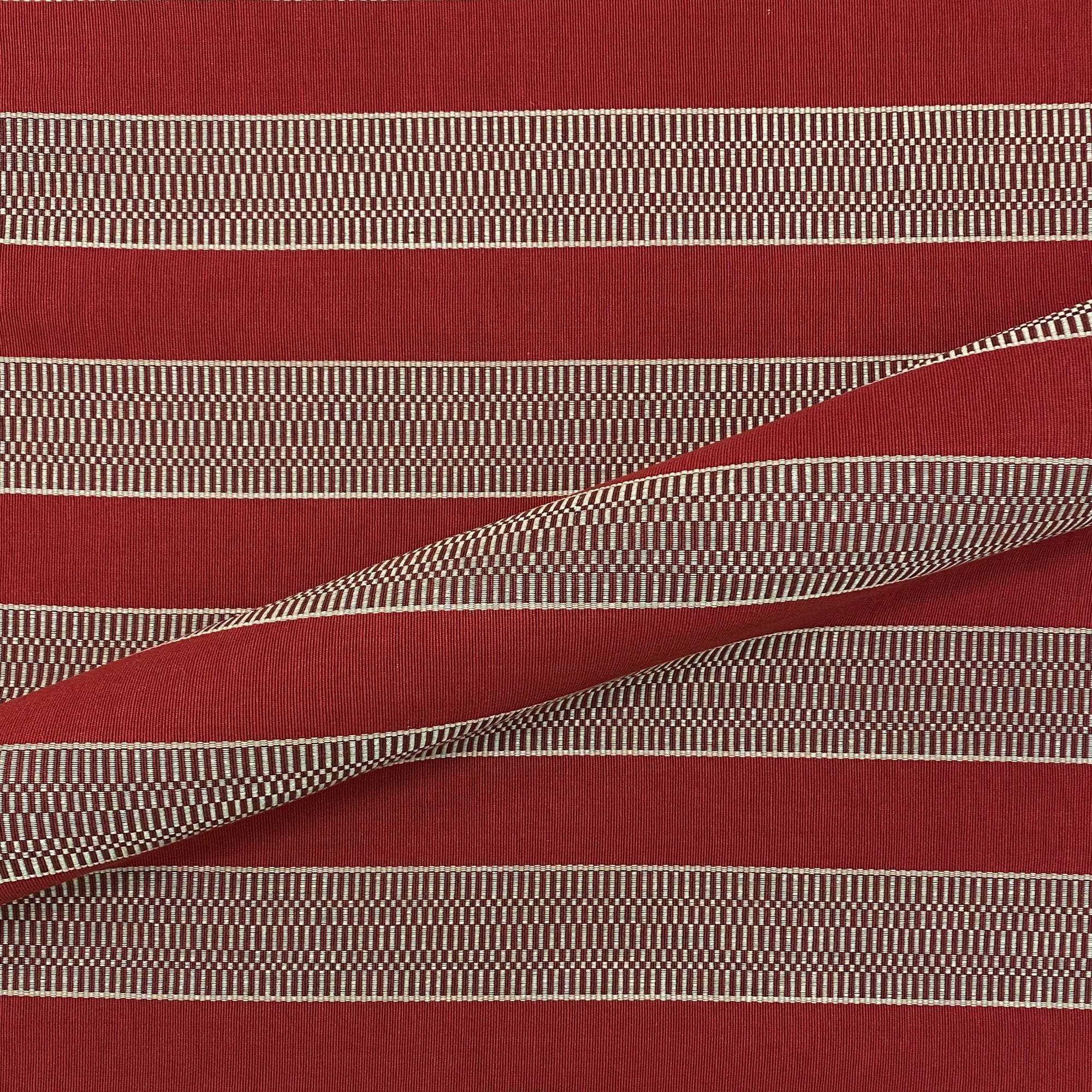 Lamson Red Modern Stripe Upholstery Fabric 54"