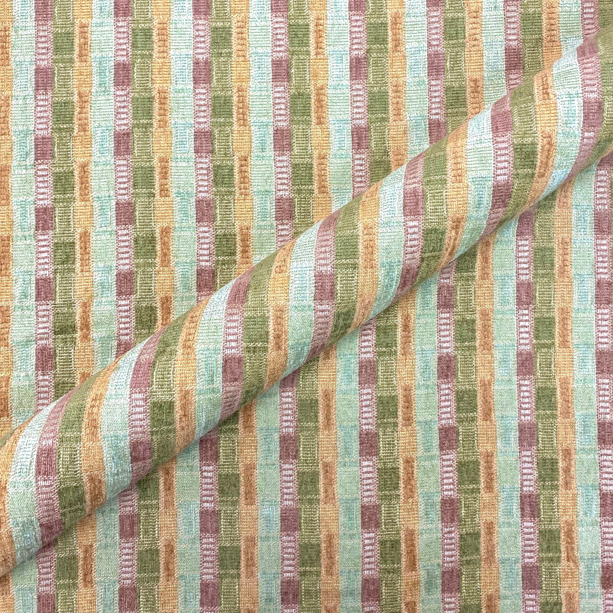 Cosmo Pastel Traditional Stripe Chenille Upholstery Fabric 54"
