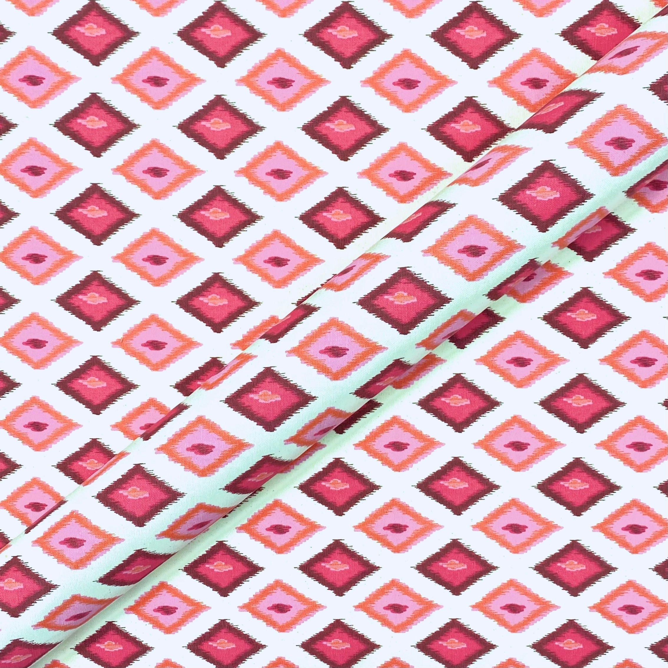 Carnival Pink Diamond Southwestern Cotton Fabric 54"