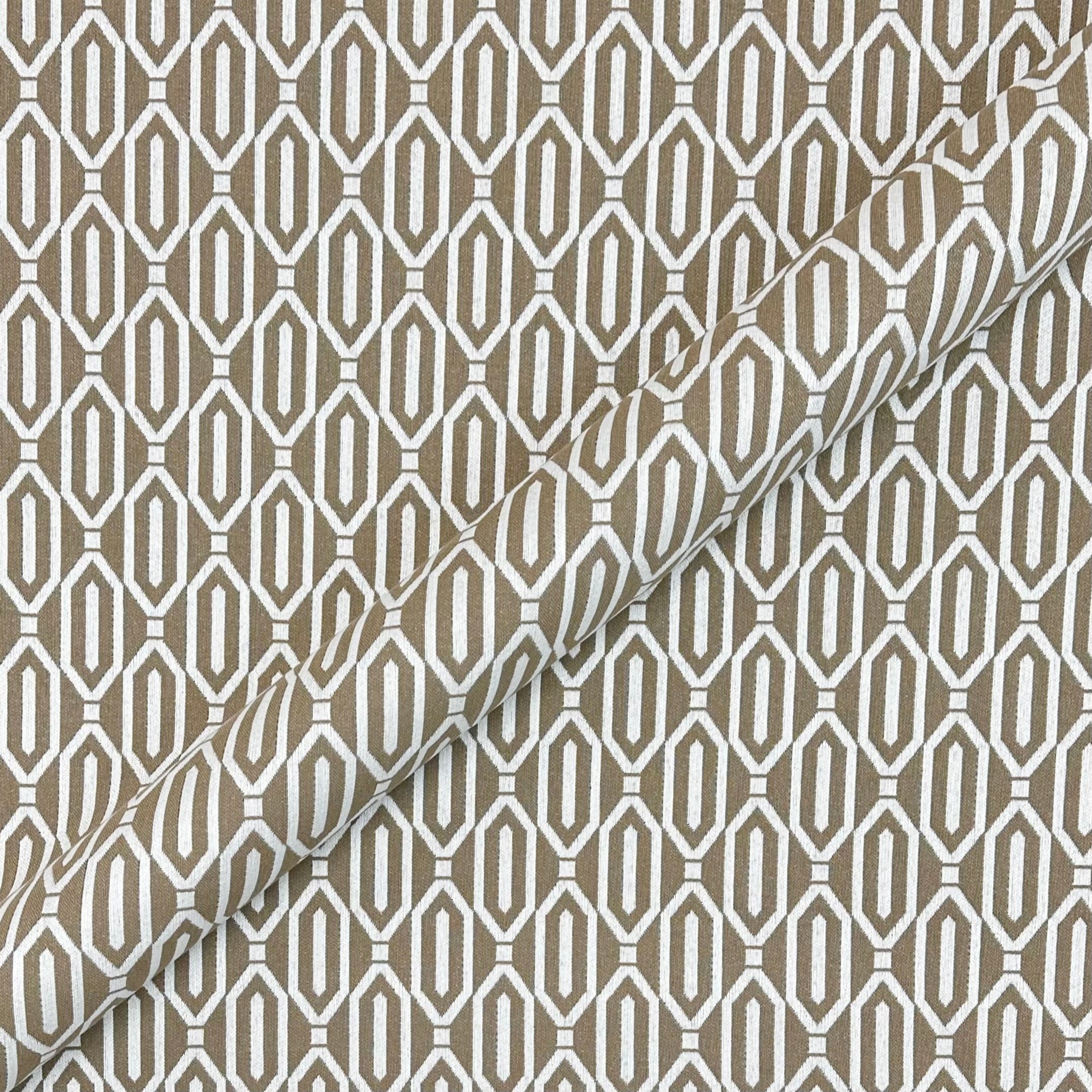 Light Brown Deco Geometric Jacquard Upholstery Fabric 56"