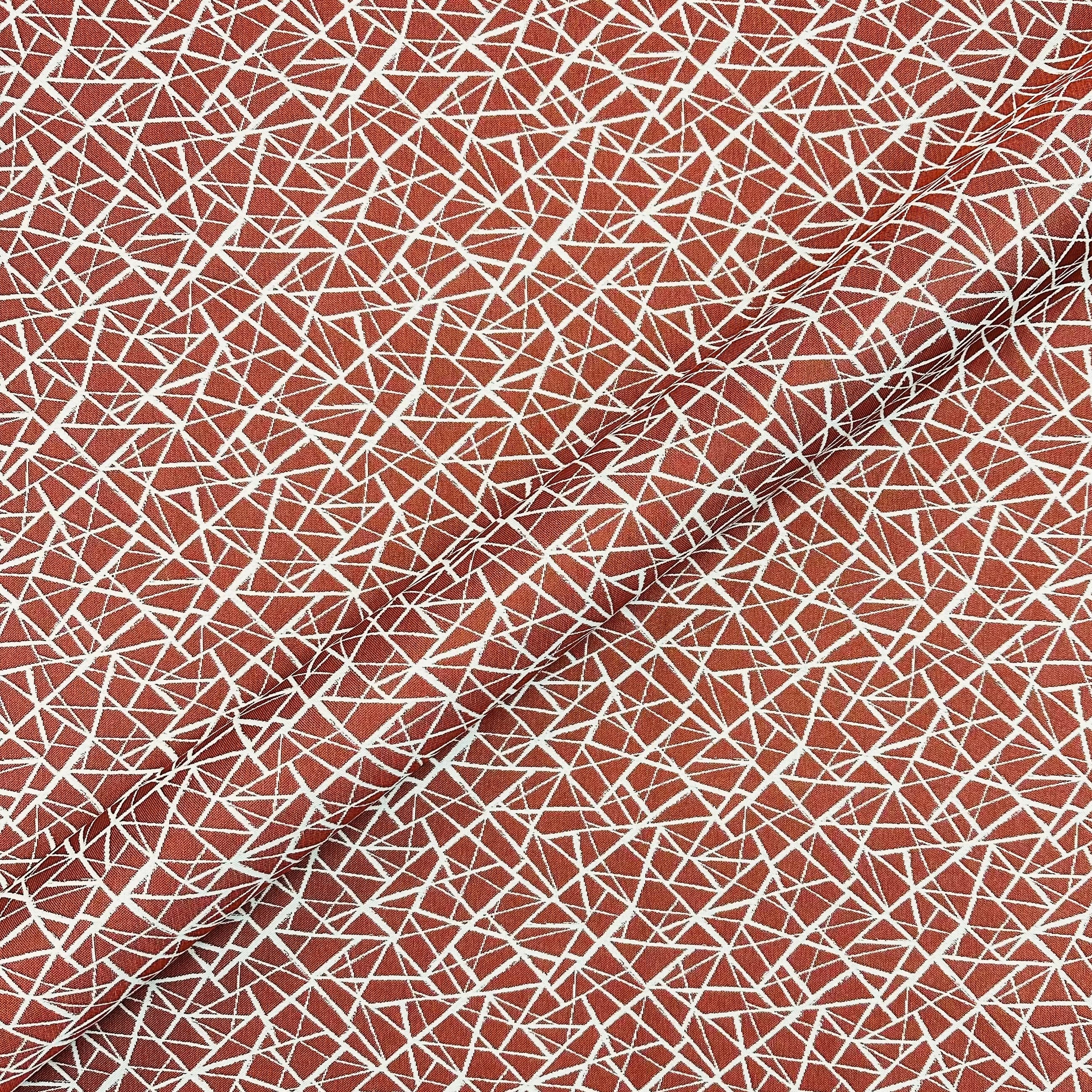 Jaxton Brick Modern Geometric Jacquard Upholstery Fabric 54"
