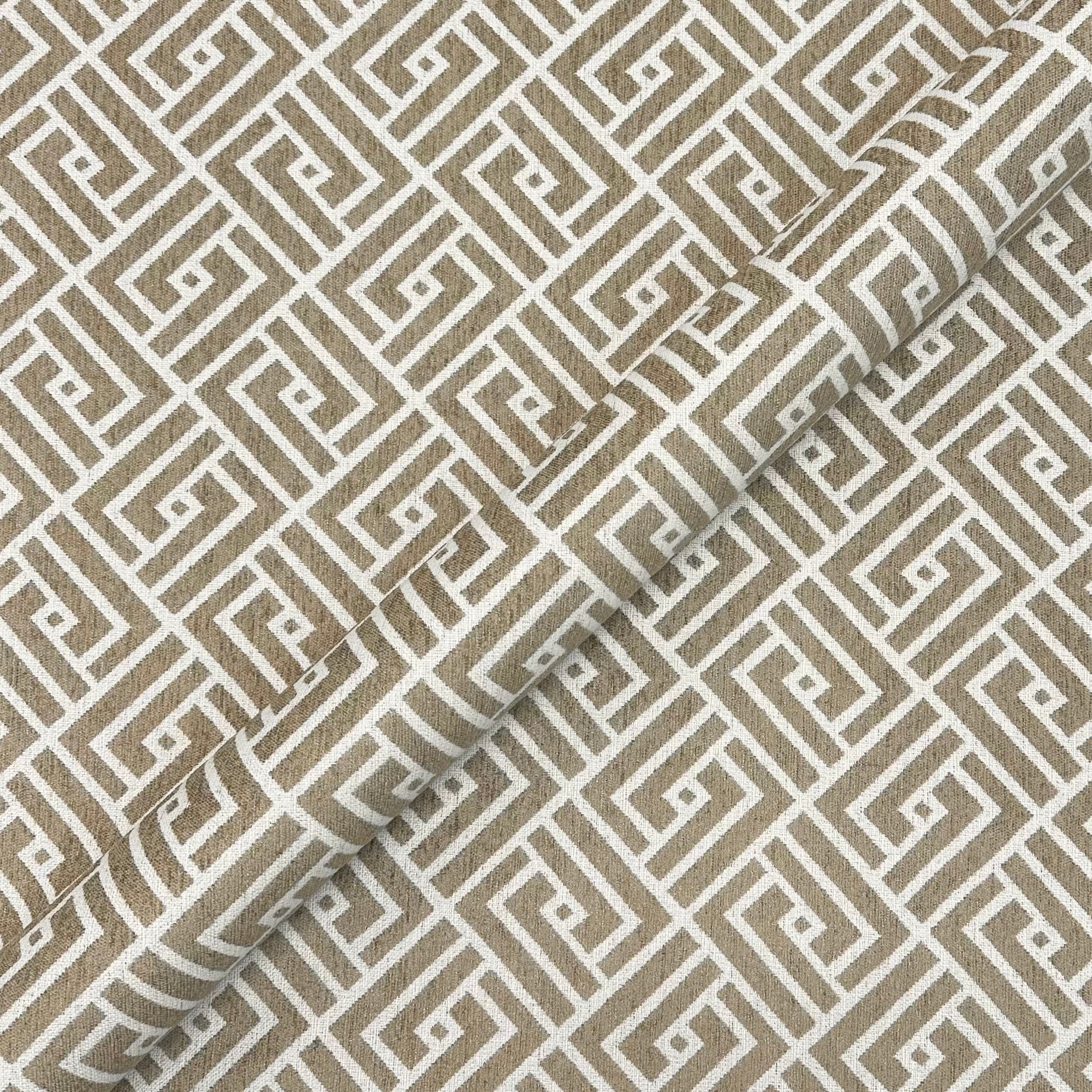 Sand Stone Geometric Jacquard Upholstery Fabric 58"