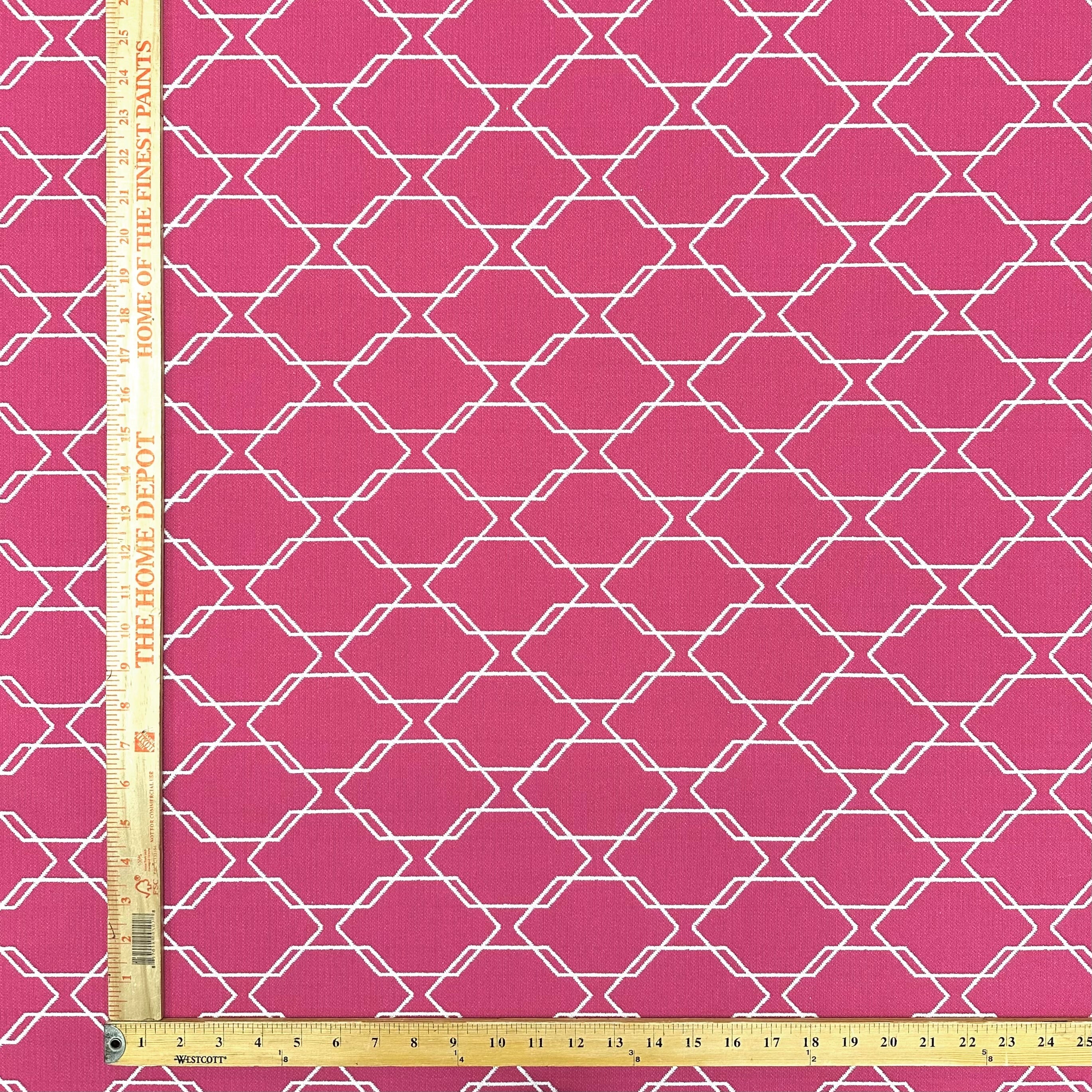 Fuchsia/White Contemporary Geometric Jacquard Upholstery Fabric 54"