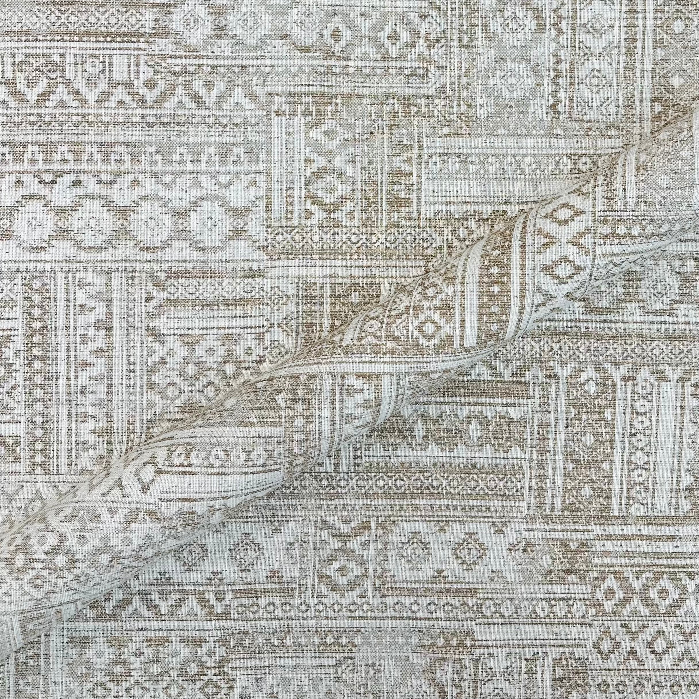 Travertine White/Brown Bohemian Jacquard Fabric 56"
