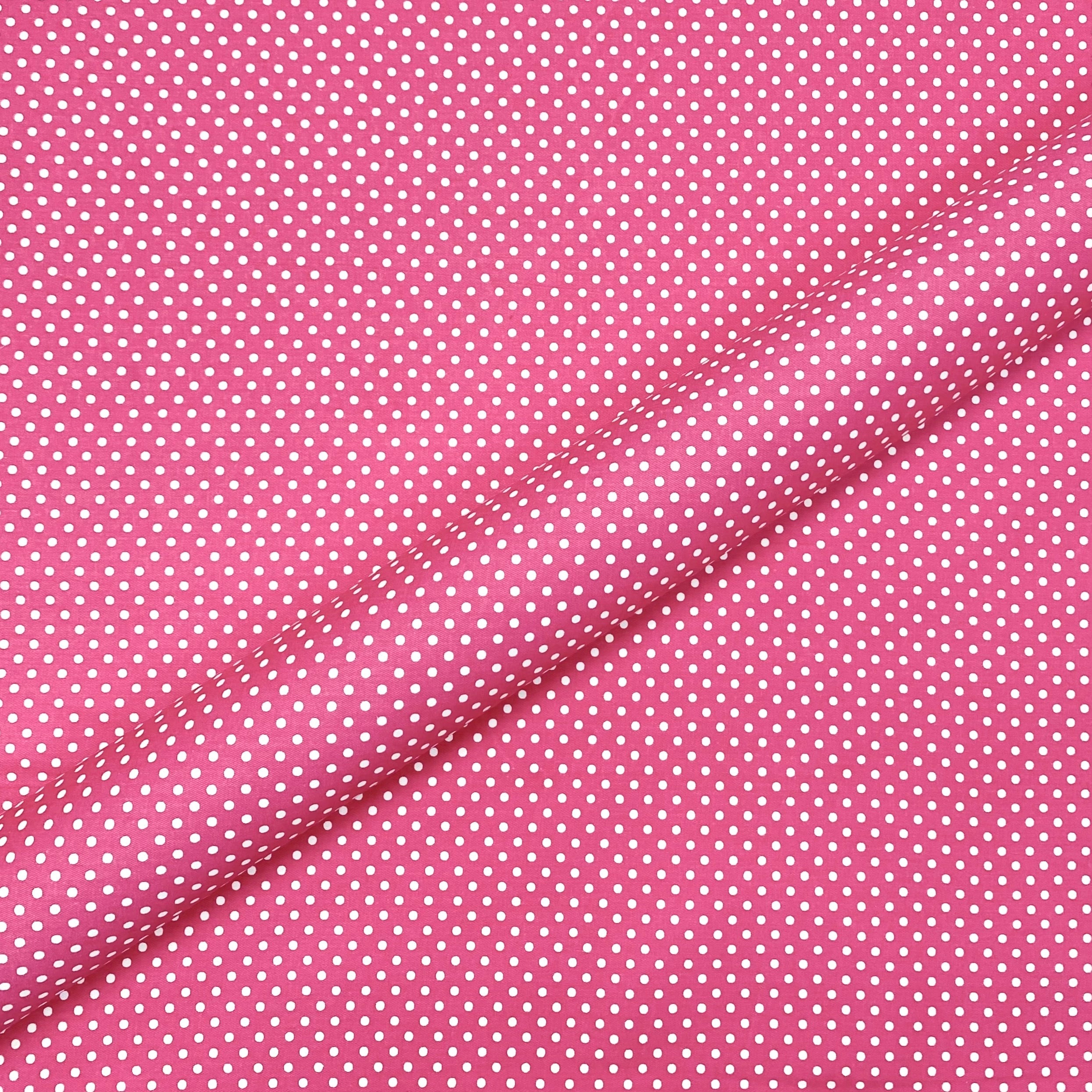 Girls Fun Pink Polka Dot Cotton Fabric 54"