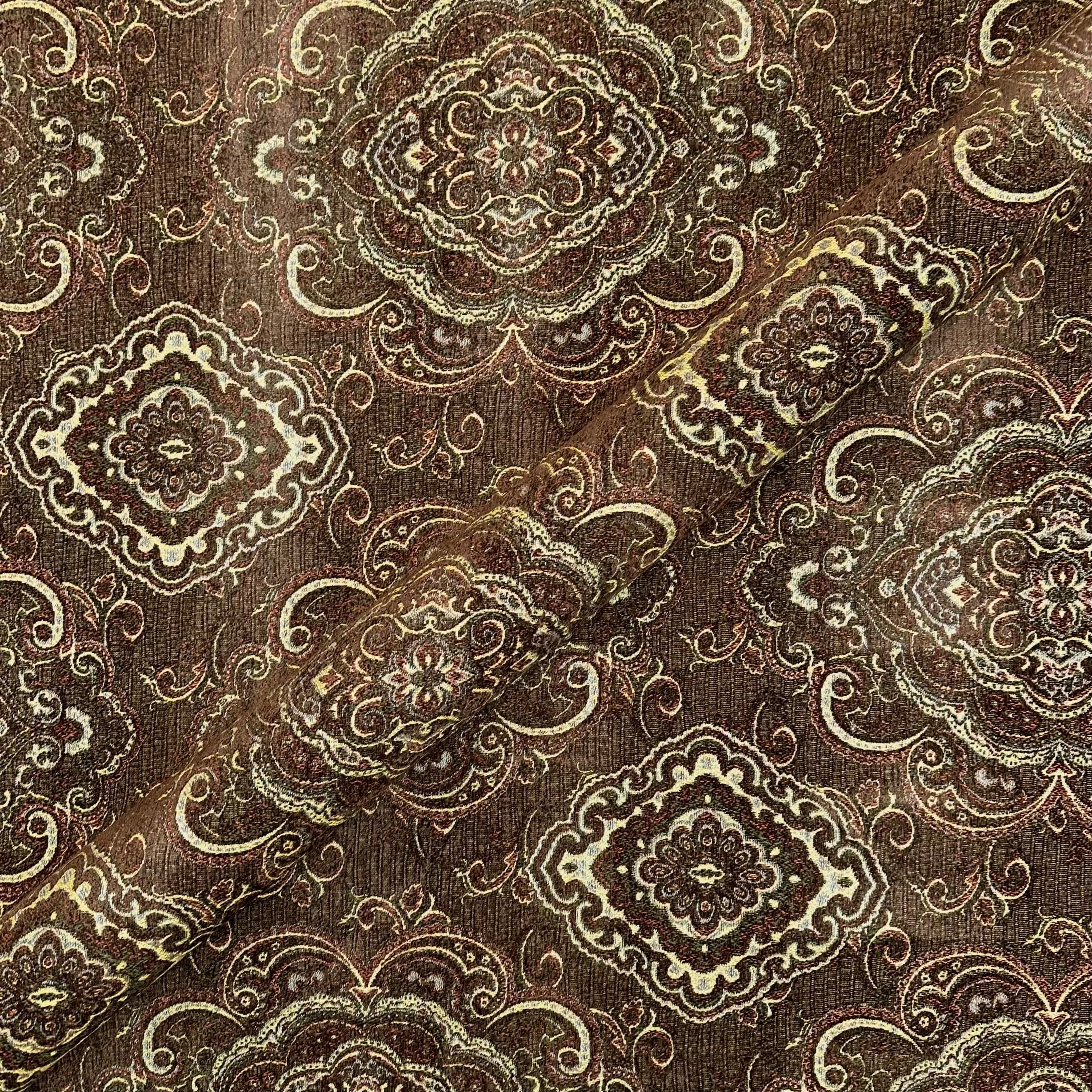 Cordaro Plum Medallion Jacquard upholstery Fabric 54"