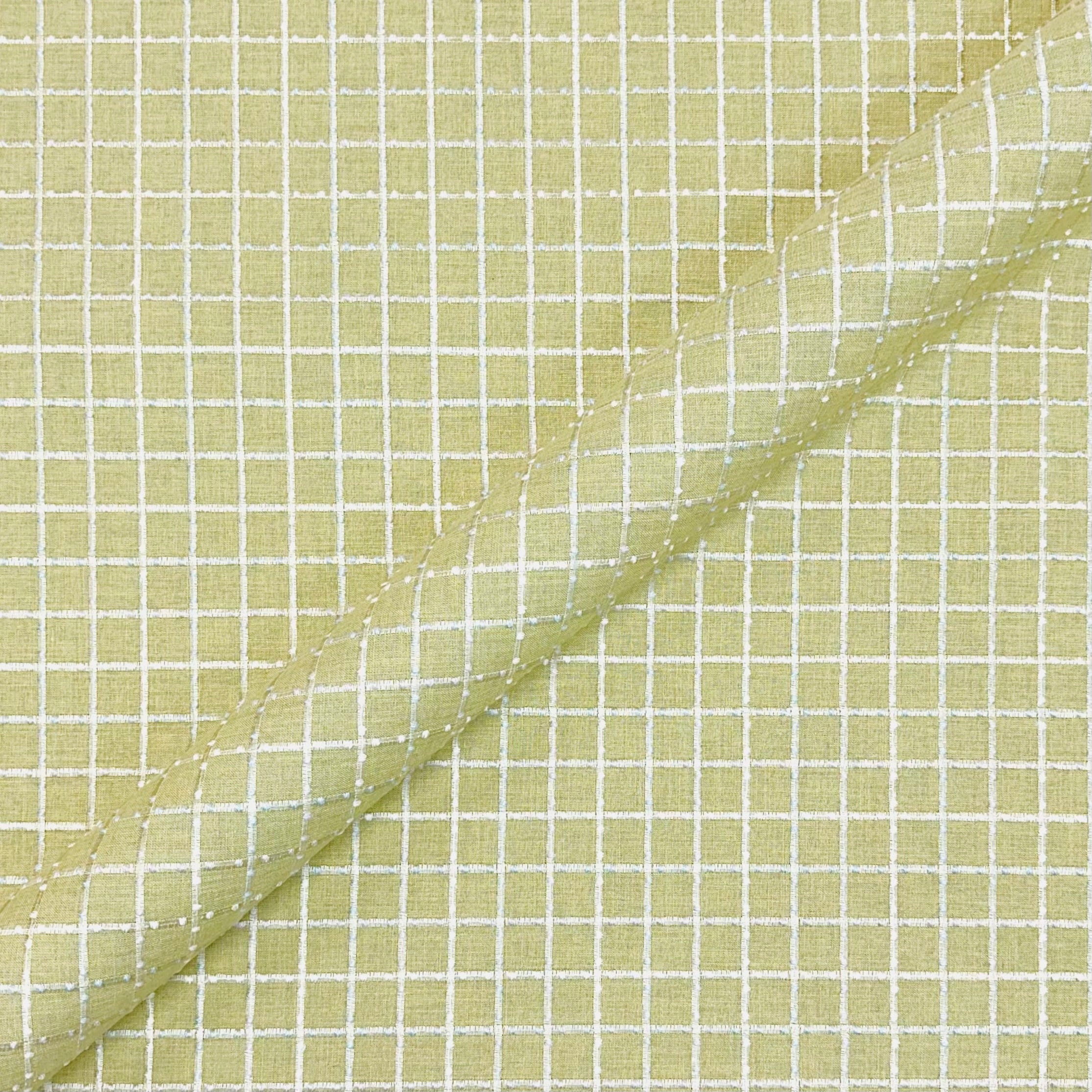 Lime Mid Century Pinstripe Embroidered Fabric 55"