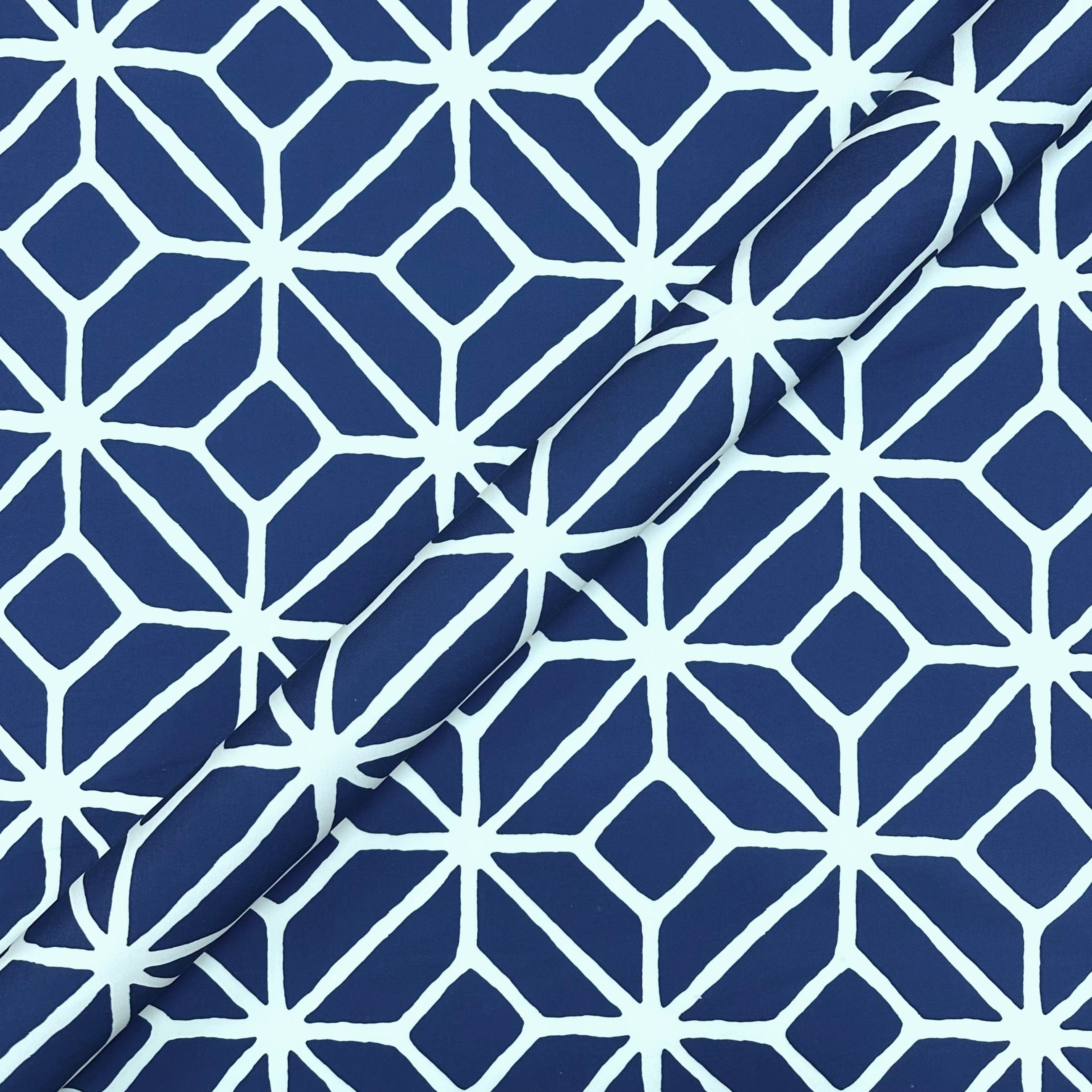 Mosaic Indigo Contemporary Cotton Fabric 54"