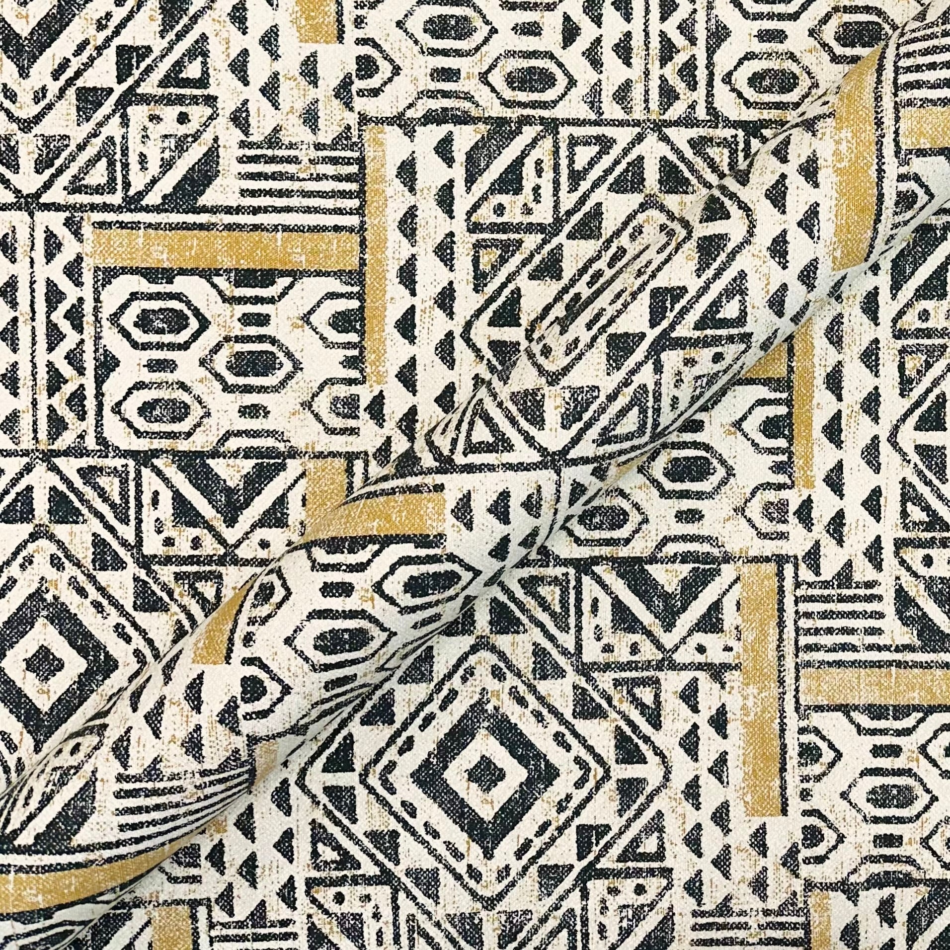 Rhapsody Mustard Bohemian Tribal Cotton Fabric 55"