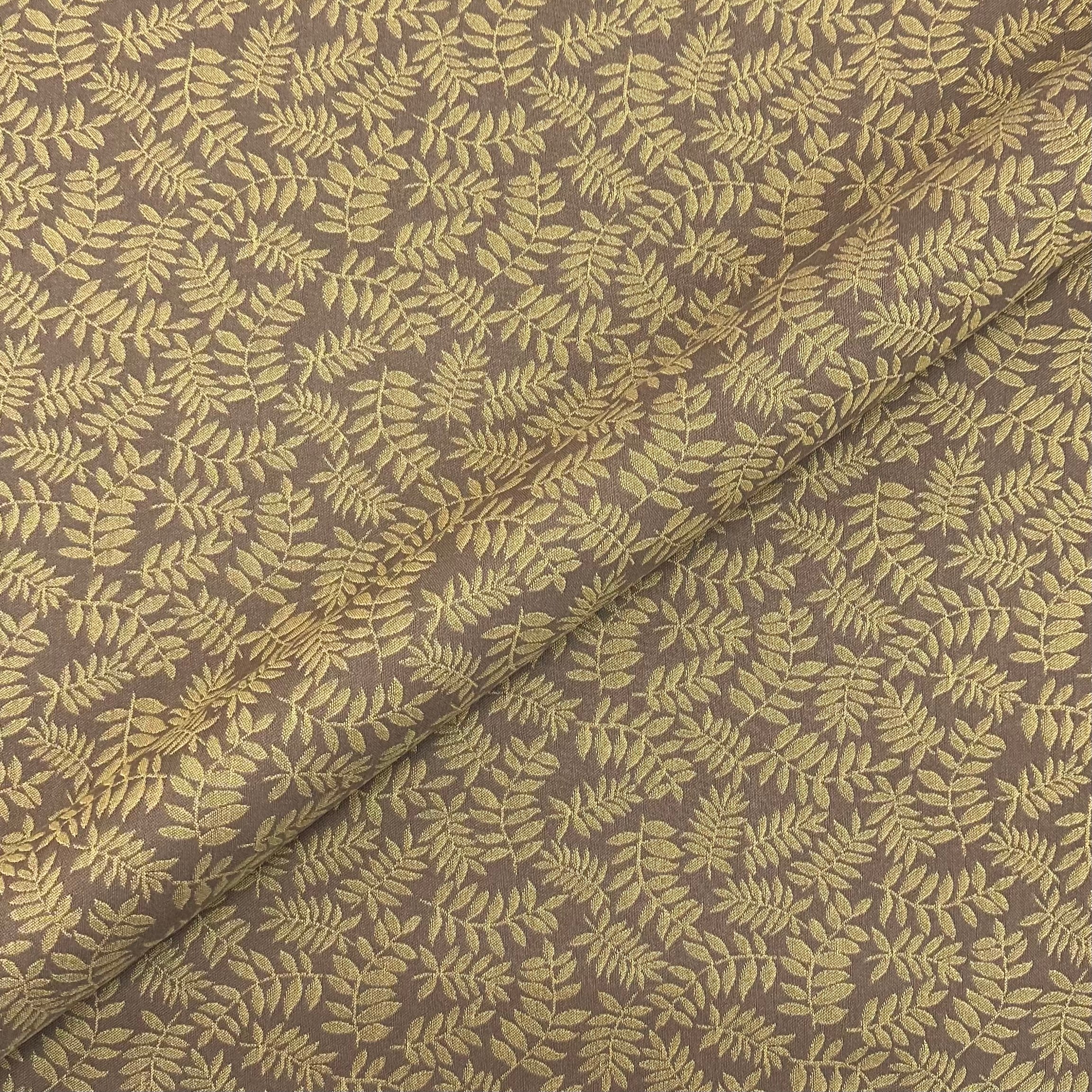 Brown And Olive Green Traditional Botanical Upholstery Fabric 55"