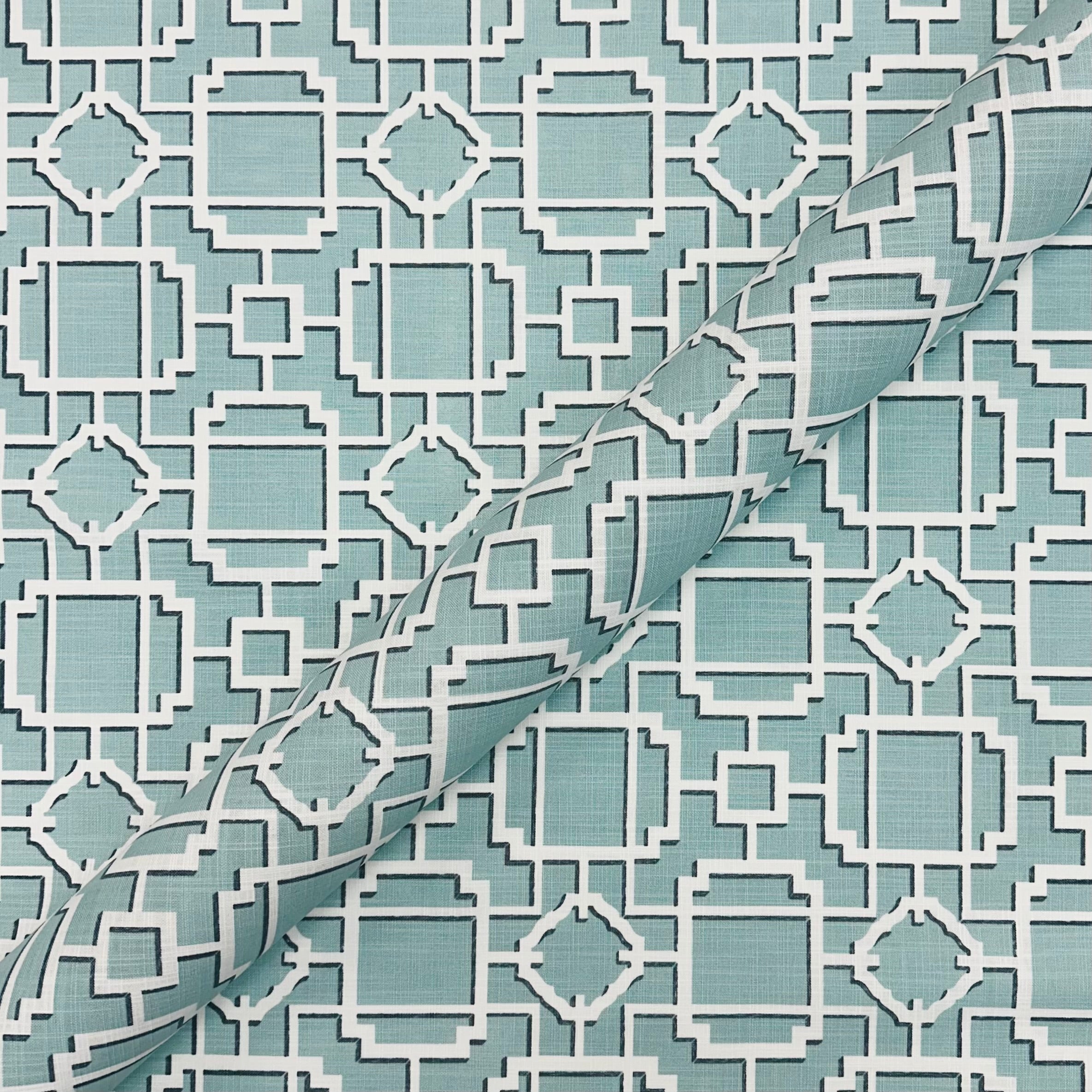 Light Blue Spa Modern Geometric Cotton Fabric 56"