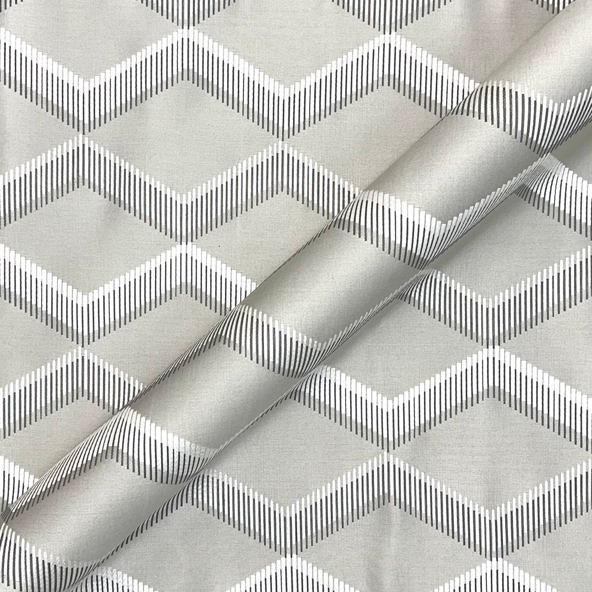 Silver Luxe Chevron Embroidered Upholstery Fabric 56"