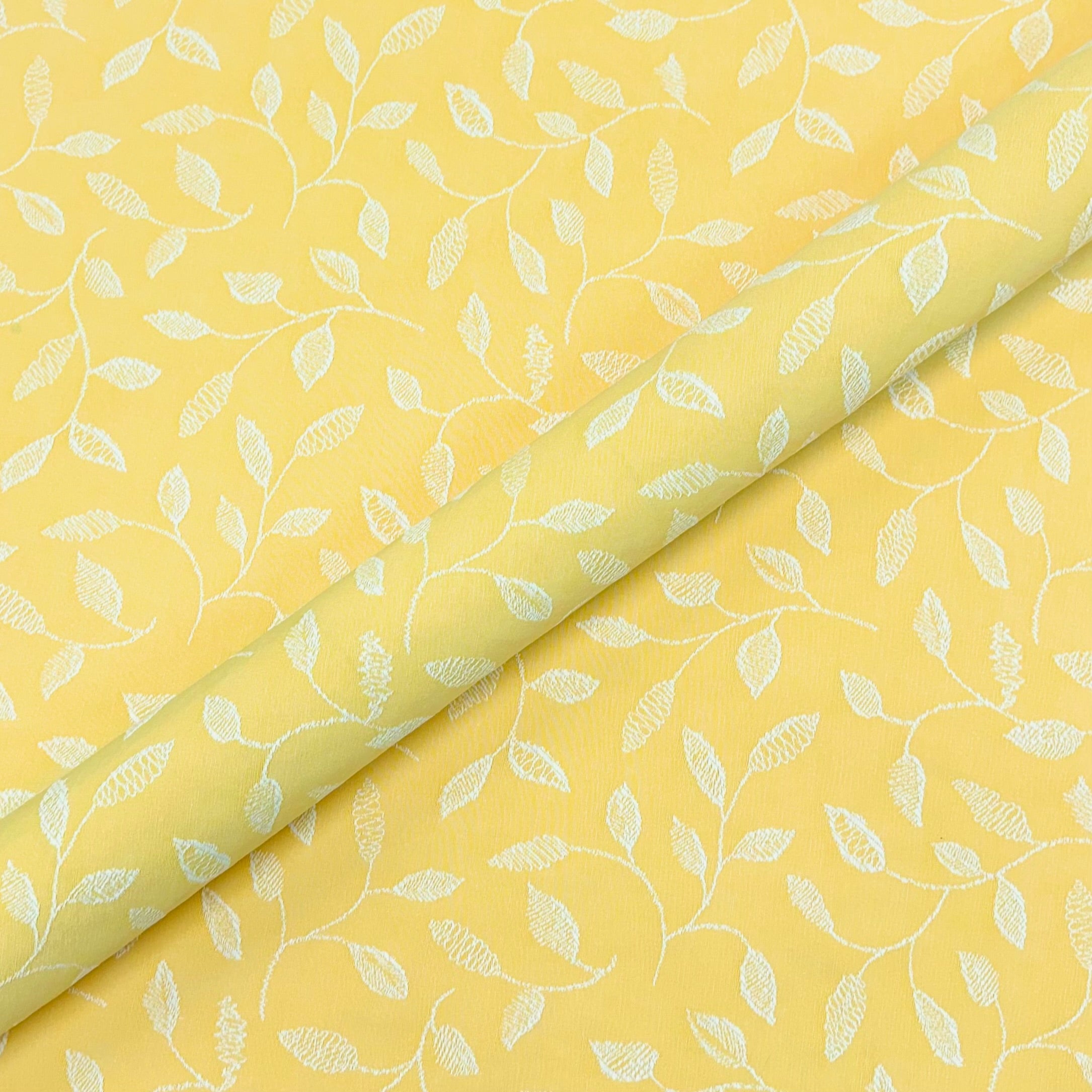 Yellow Nature Embroidered Upholstery Fabric 54"