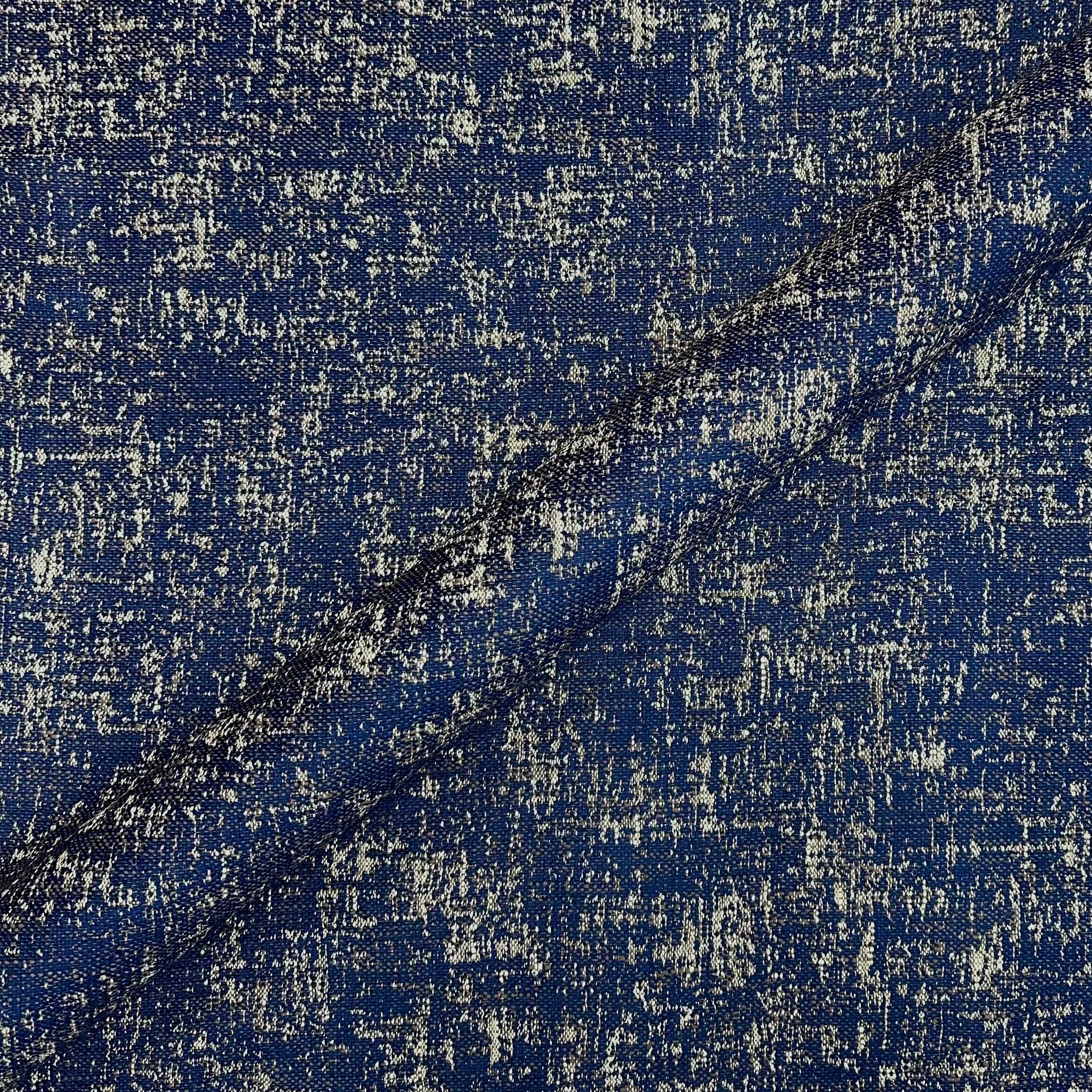 Navy Blue Modern Abstract Jacquard Upholstery Fabric 53"