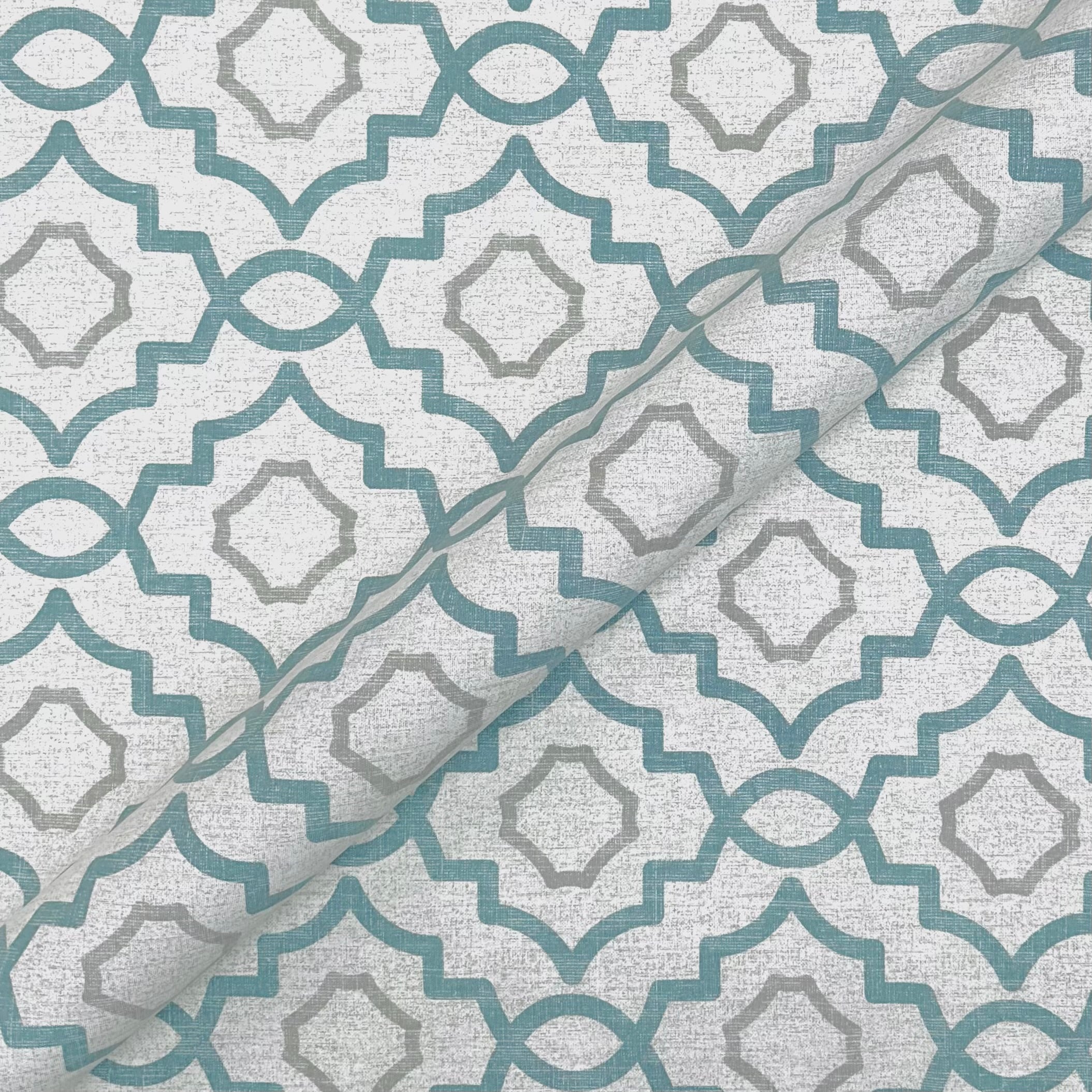 Turquoise Traditional Moroccan Cotton Fabric 54"