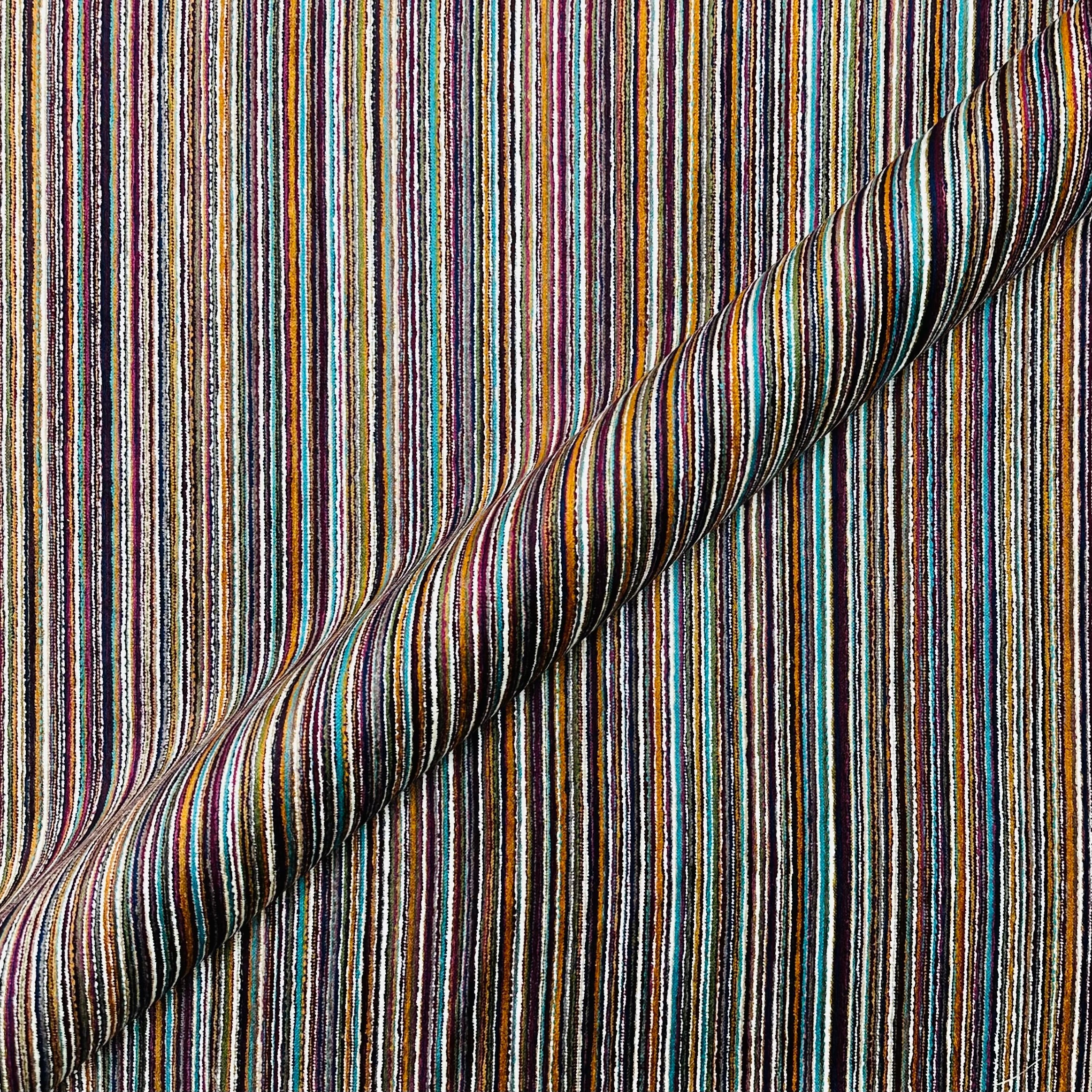 Modern Multicolor Stripe Jacquard Upholstery Fabric 55"