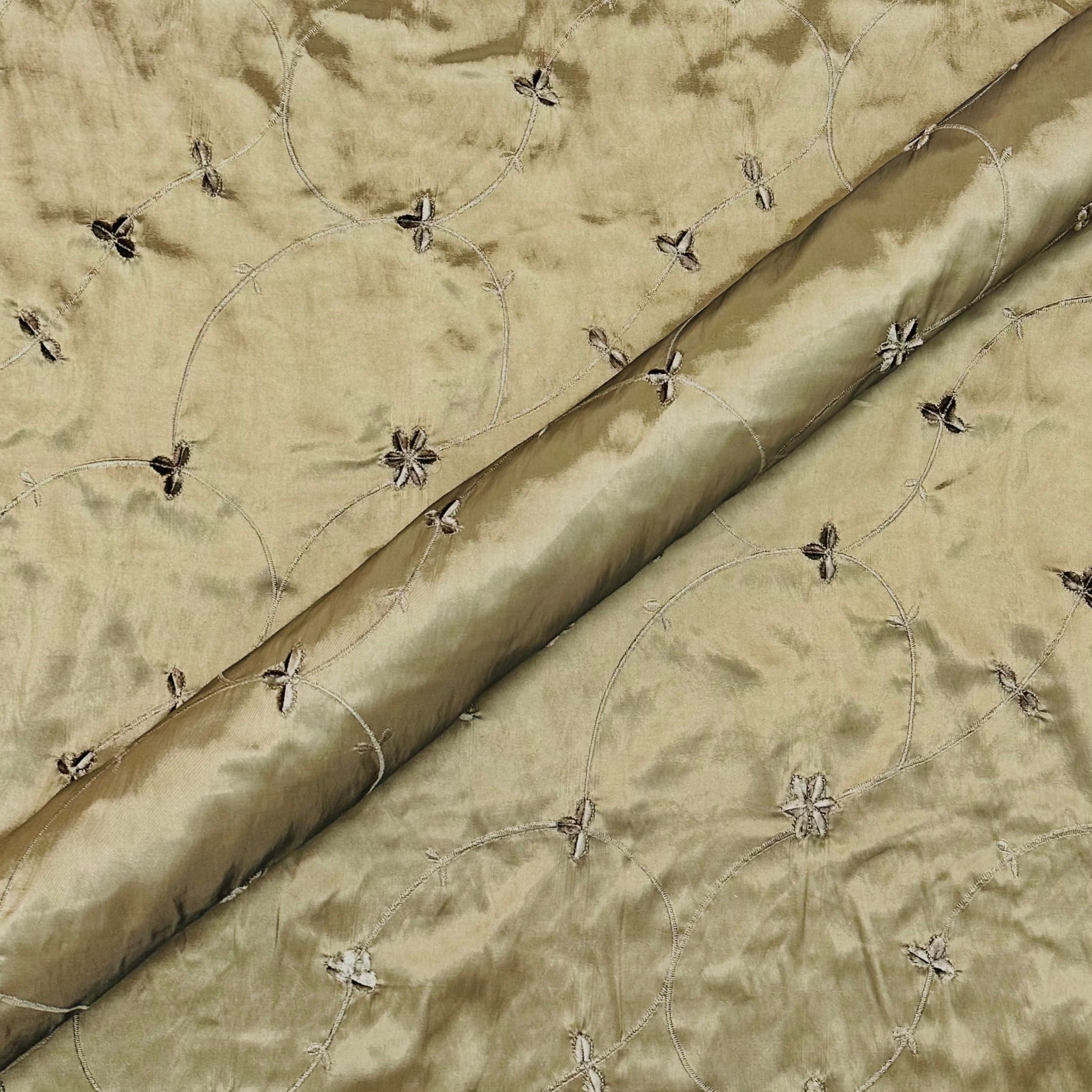 Olive Green Flor Shantung Silk Fabric 57"