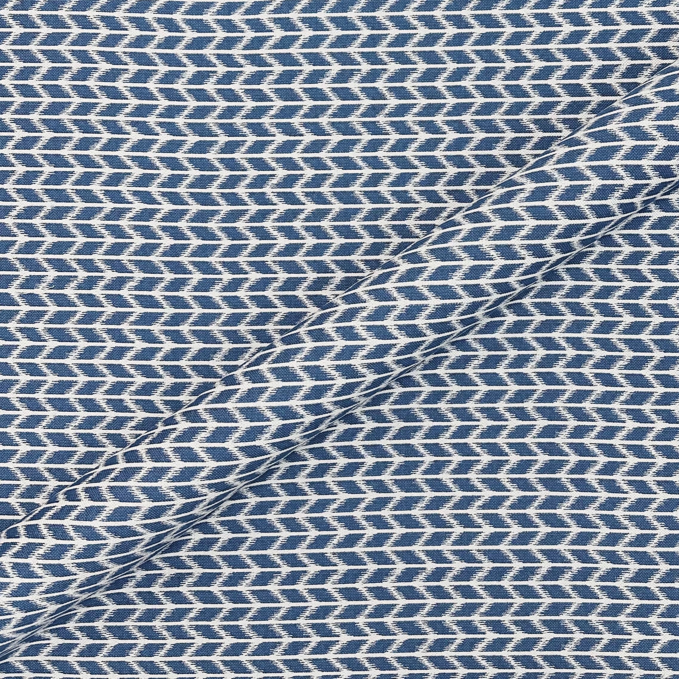 Bryson Blue/White Coastal Chevron Jacquard Fabric 54"