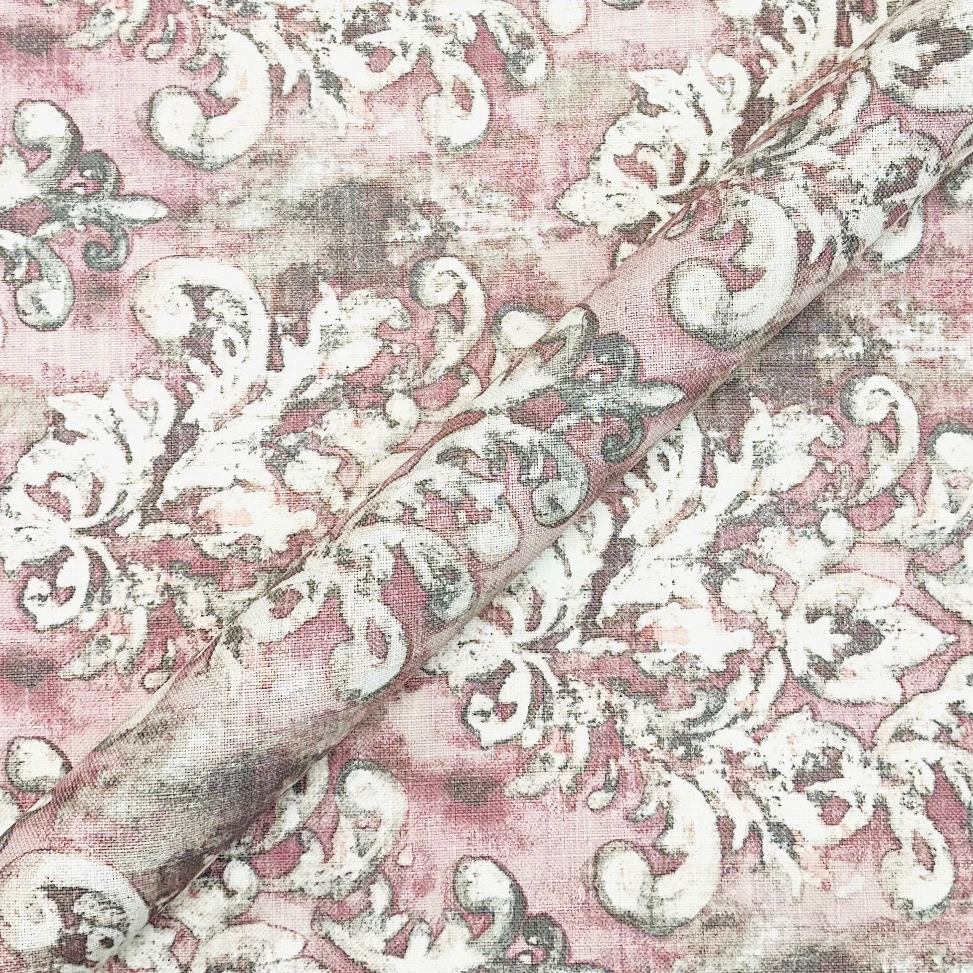 Dusty Rose Mid Century Damask Fabric 54"