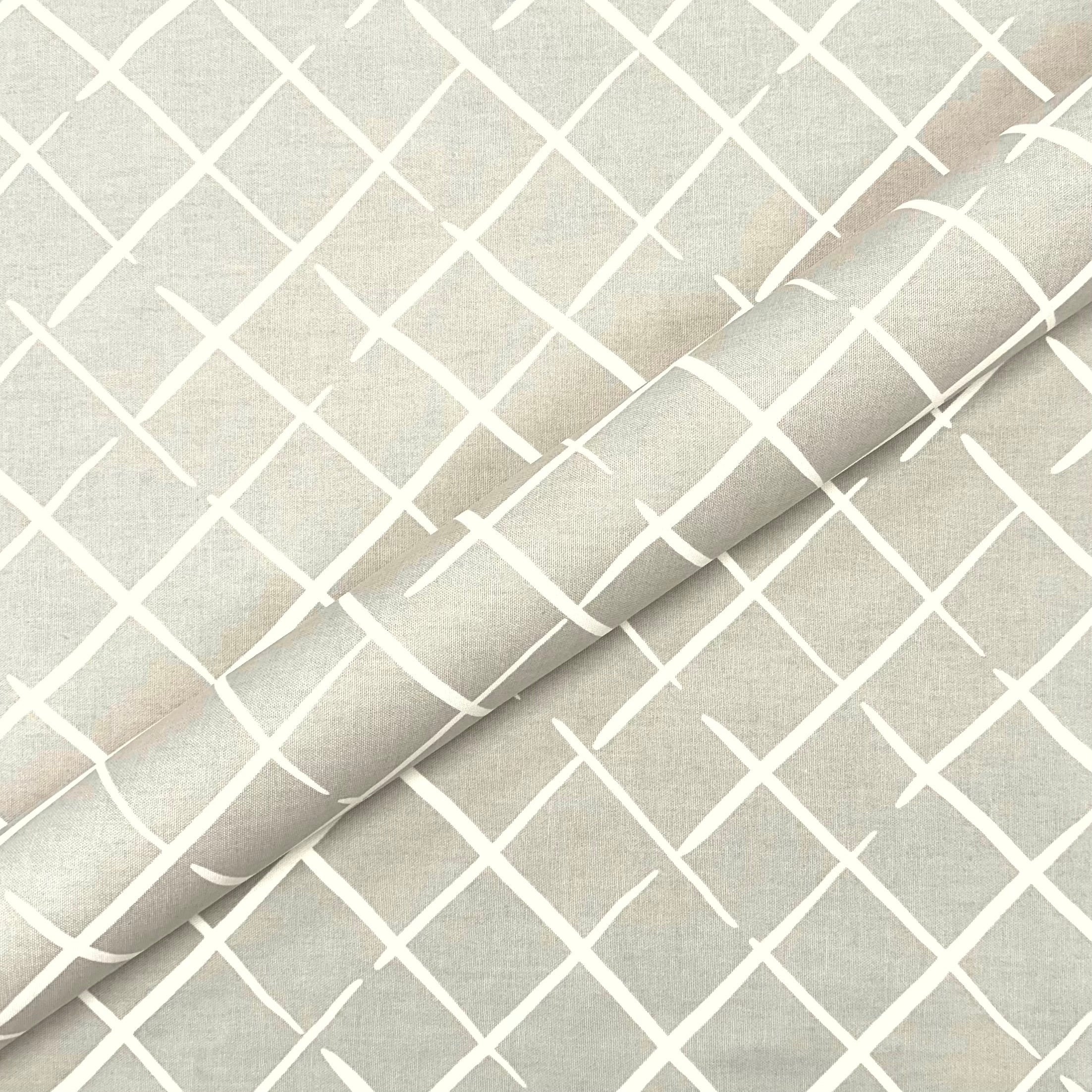 Taupe Modern Geometric Cotton Fabric 54"