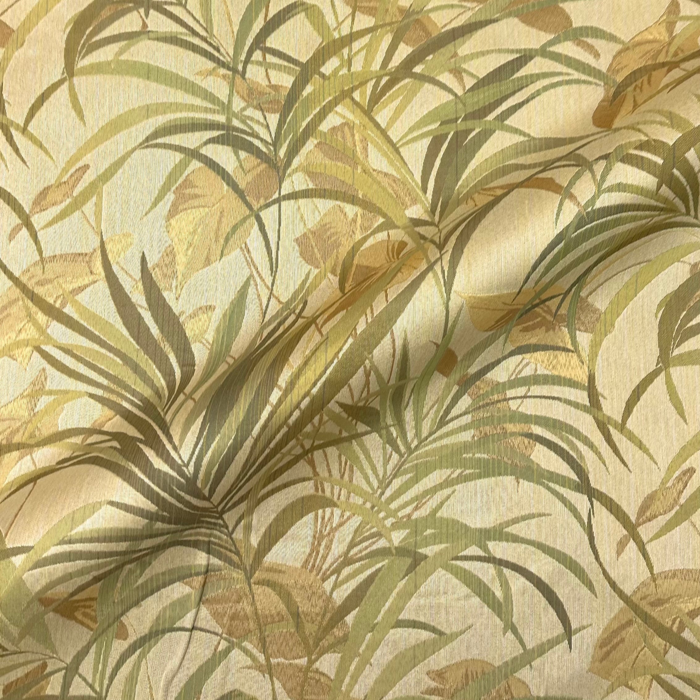 Wheat Tropical Botanical Jacquard Fabric 54"