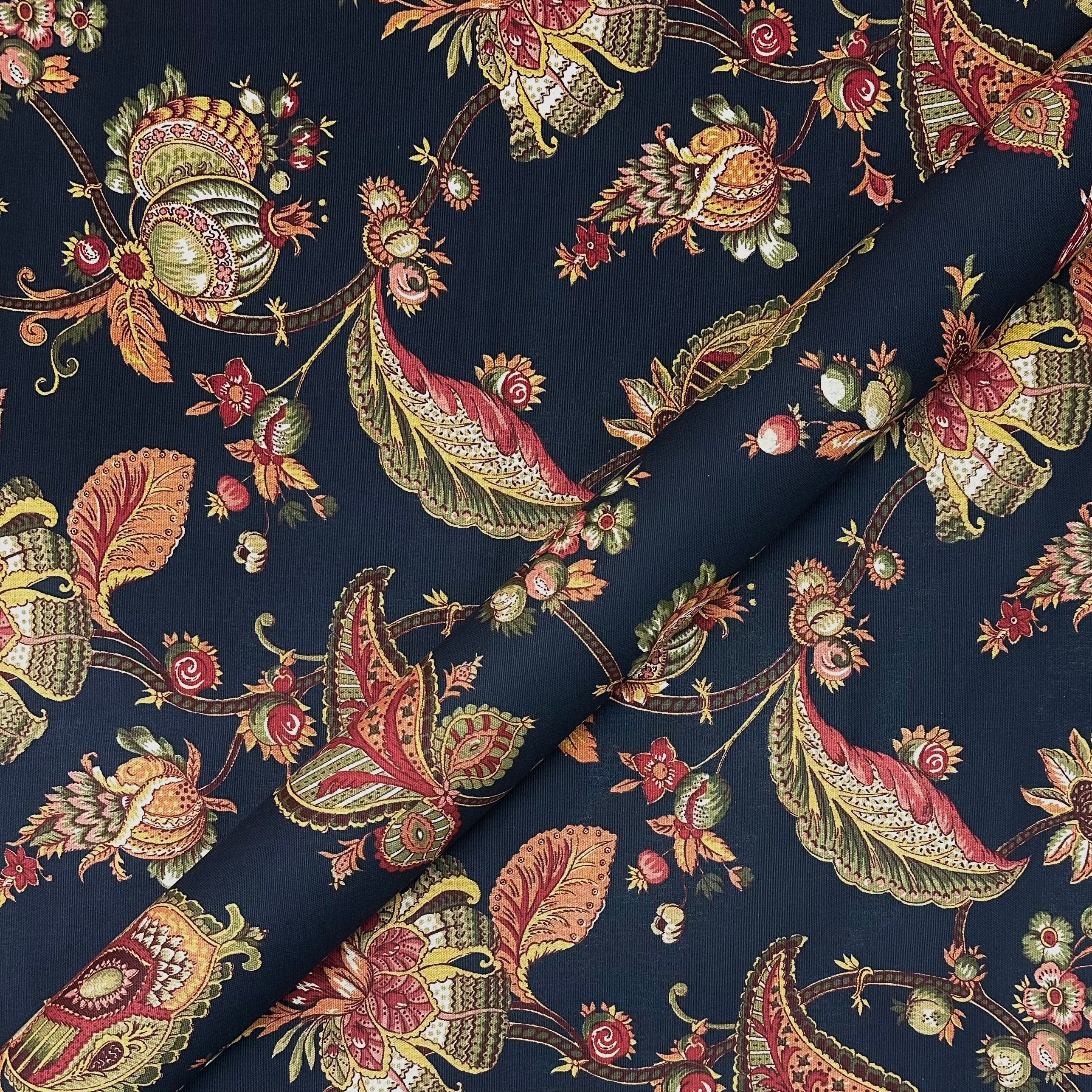 Black Newbury Floral Traditional fabric 54"