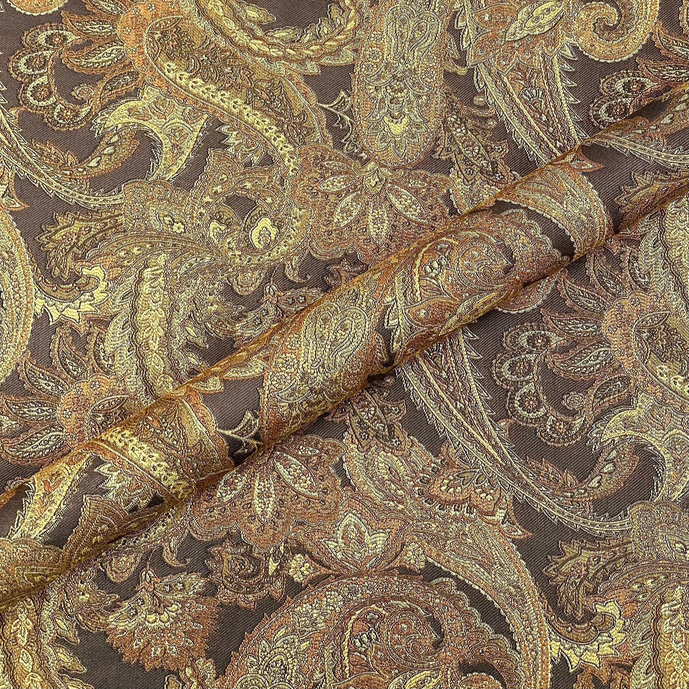 Marston Brown Paisley Jacquard Fabric 54"